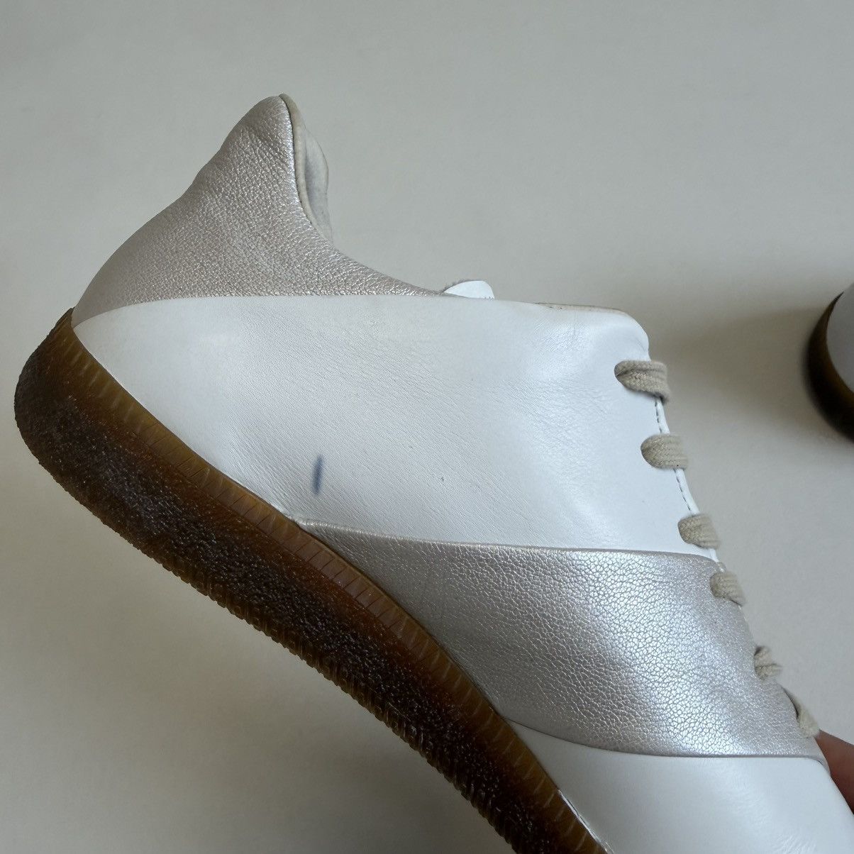 Maison Margiela S/S 10 Silver/White Striped GAT Sneakers Size US 9 / EU 42 - 19 Thumbnail