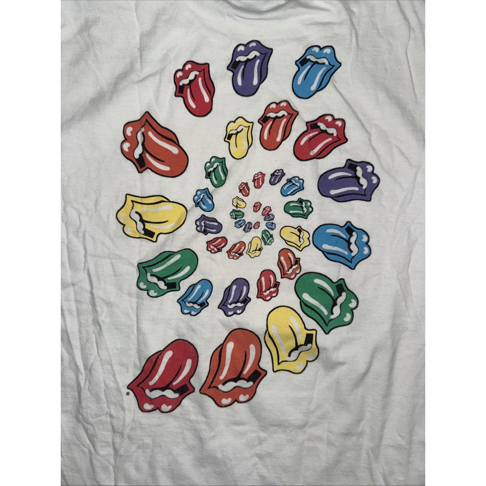 Band Tees × Vintage Rolling Stones Rainbow Tongue Graphic T-Shirt White S 19x25 Size US S / EU 44-46 / 1 - 2 Thumbnail