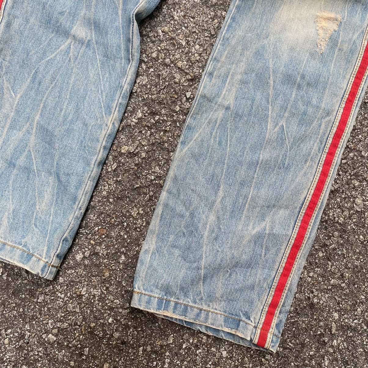 Hysteric Glamour Buzz Spunky Patched Distressed Faded Denim Jeans Size US 30 / EU 46 - 2 Thumbnail