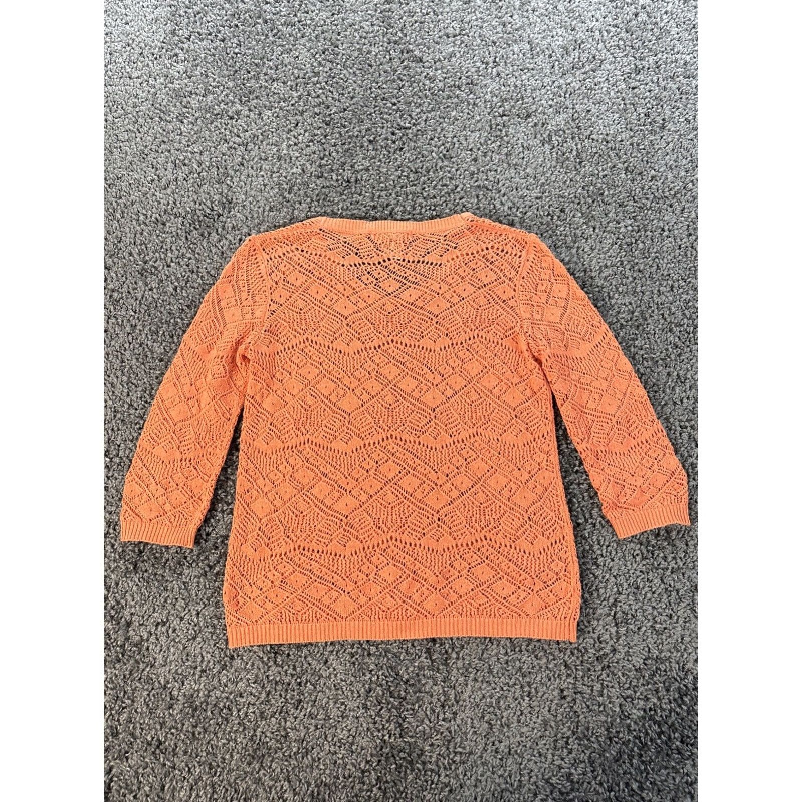 Vintage VINTAGE WinterSilks Sweater Womens Small Silk Crochet Open Knit Orange 90s V-Neck Long Sleeve Pullover Size S / US 4 / IT 40 - 5 Thumbnail