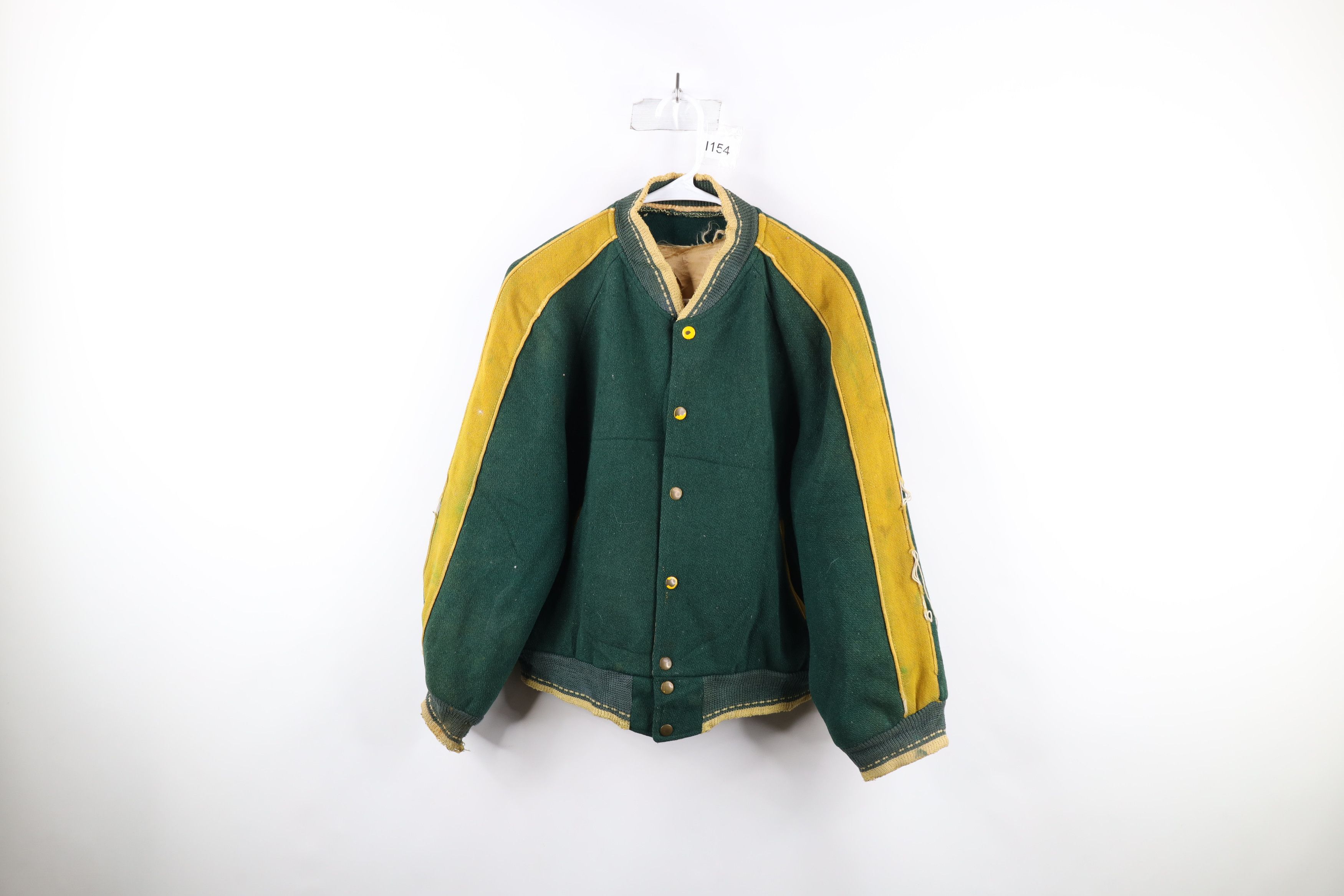 Vintage Vintage 40s 50s Streetwear Wool Varsity Jacket Green USA Size US M / EU 48-50 / 2 - 1 Thumbnail