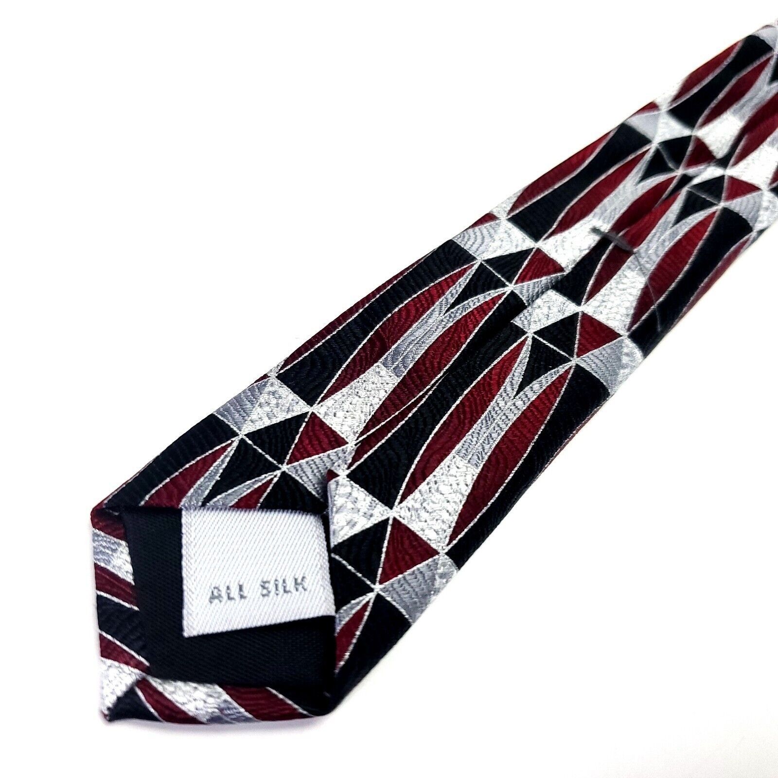 Pierre Cardin Pierre Cardin Red Gray Silk Tie Woven Short Wide Geometric Size ONE SIZE - 5 Thumbnail