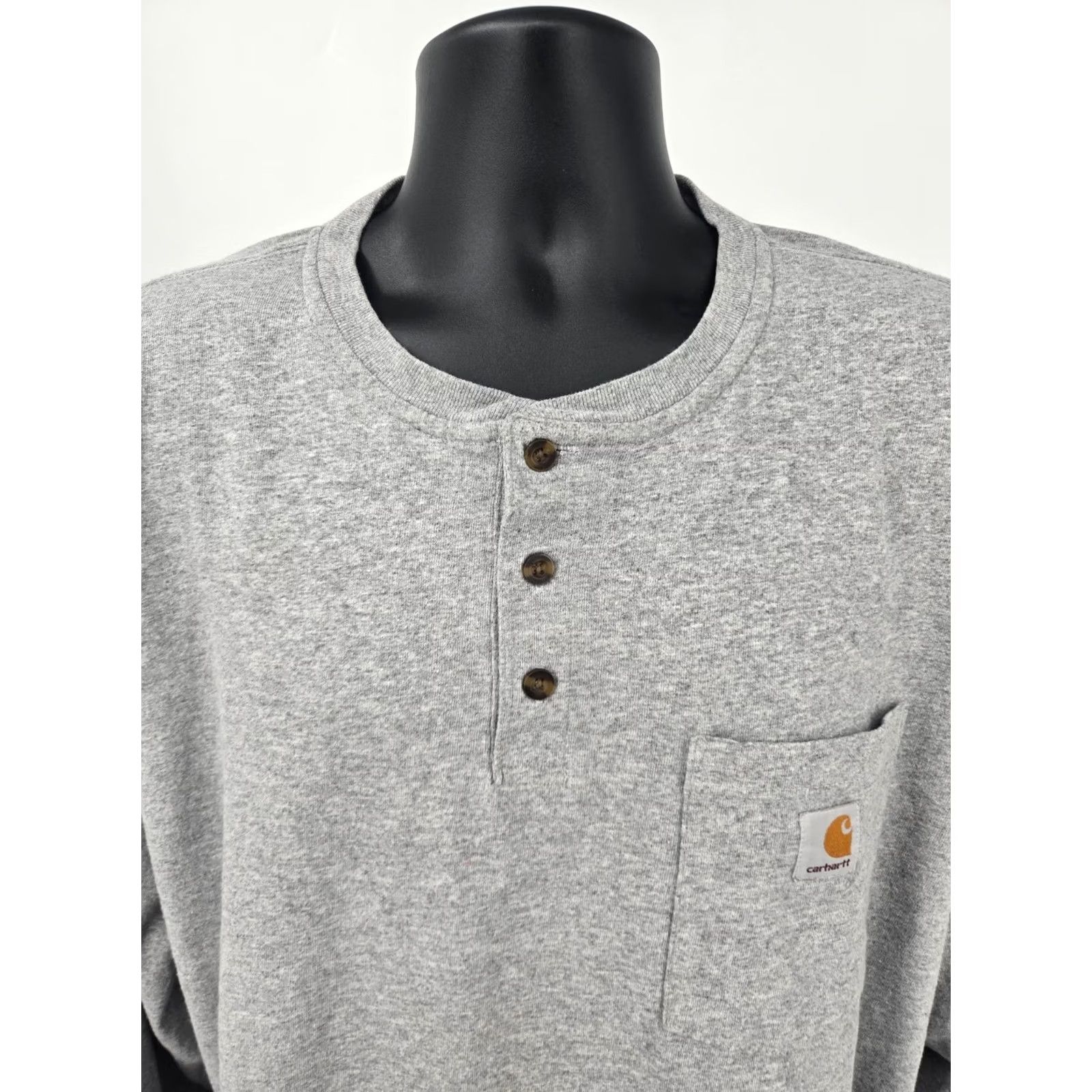 Carhartt Carhartt Henley T-Shirt 2XL Gray Long Sleeve Men XXL Gray Logo Knit Cotton Polyester Shirt Casual Vintage: No, Indoor/Outdoors? Size US XXL / EU 58 / 5 - 6 Thumbnail