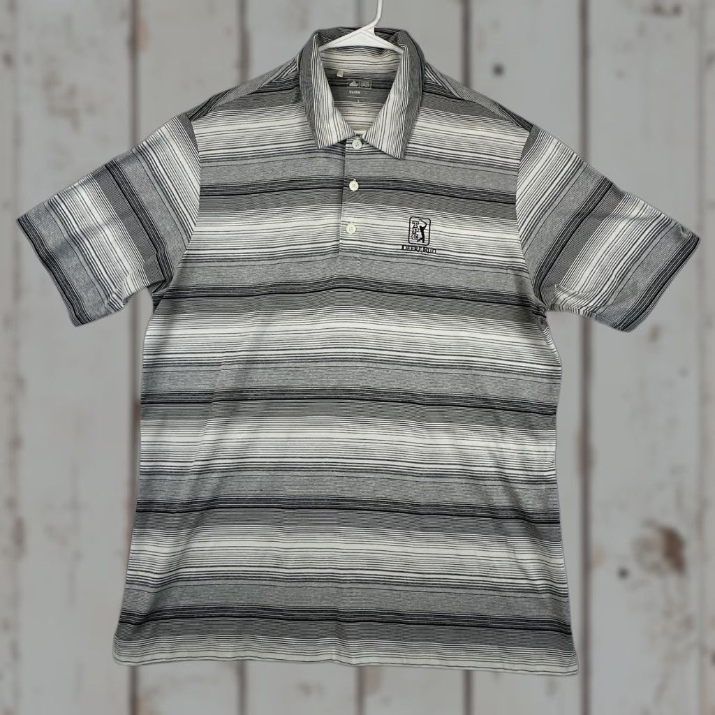 Adidas Adidas Golf Polo Shirt Mens Large Gray Striped ClimaLite Polo Size US L / EU 52-54 / 3 - 1 Thumbnail