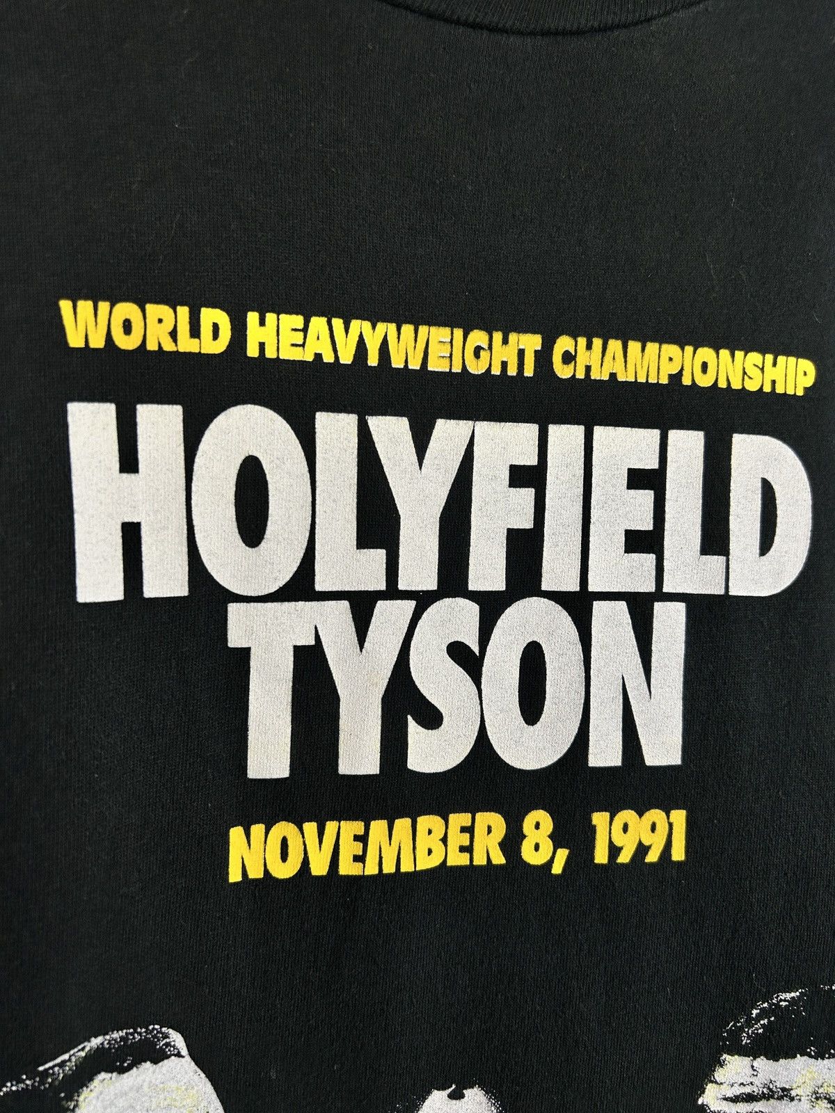 Vintage 90s Vintage Holyfield vs Tyson 1991 Boxing T-Shirt Black XL Size US XL / EU 56 / 4 - 3 Thumbnail