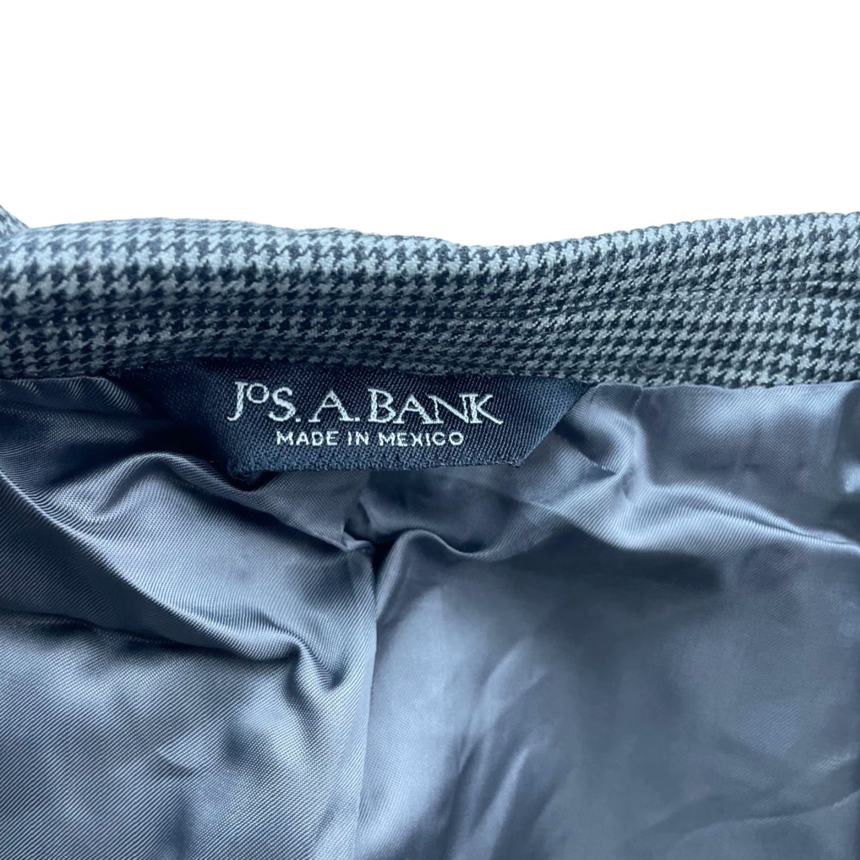 Jos. A. Bank VINTAGE Jos. A. Bank Men's Gordon Blazer Gray Houndstooth 2-Button Front 100% Wool Long 42 Regular Mens Size 42R - 5 Thumbnail