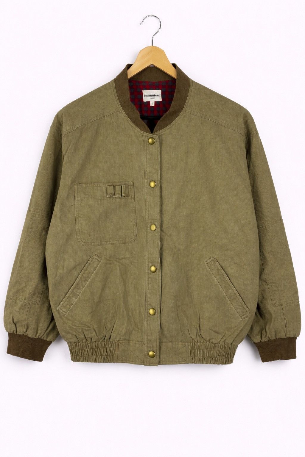Japanese Brand Mammima Tokyo Olive Bomber Plaid Lining Cropped Workwear Size M / US 6-8 / IT 42-44 - 1 Thumbnail