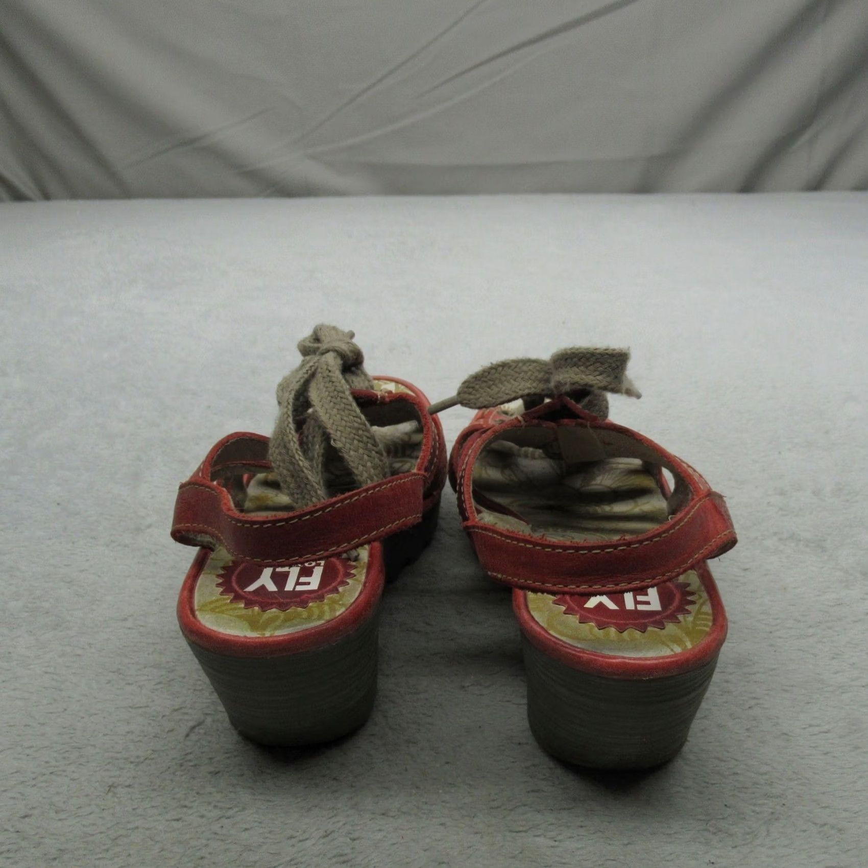 Fly London Fly London Womens Sandals Red Leather Wedge Slingback Lace Up EU36 5.5 Size US 6 / IT 36 - 6 Thumbnail