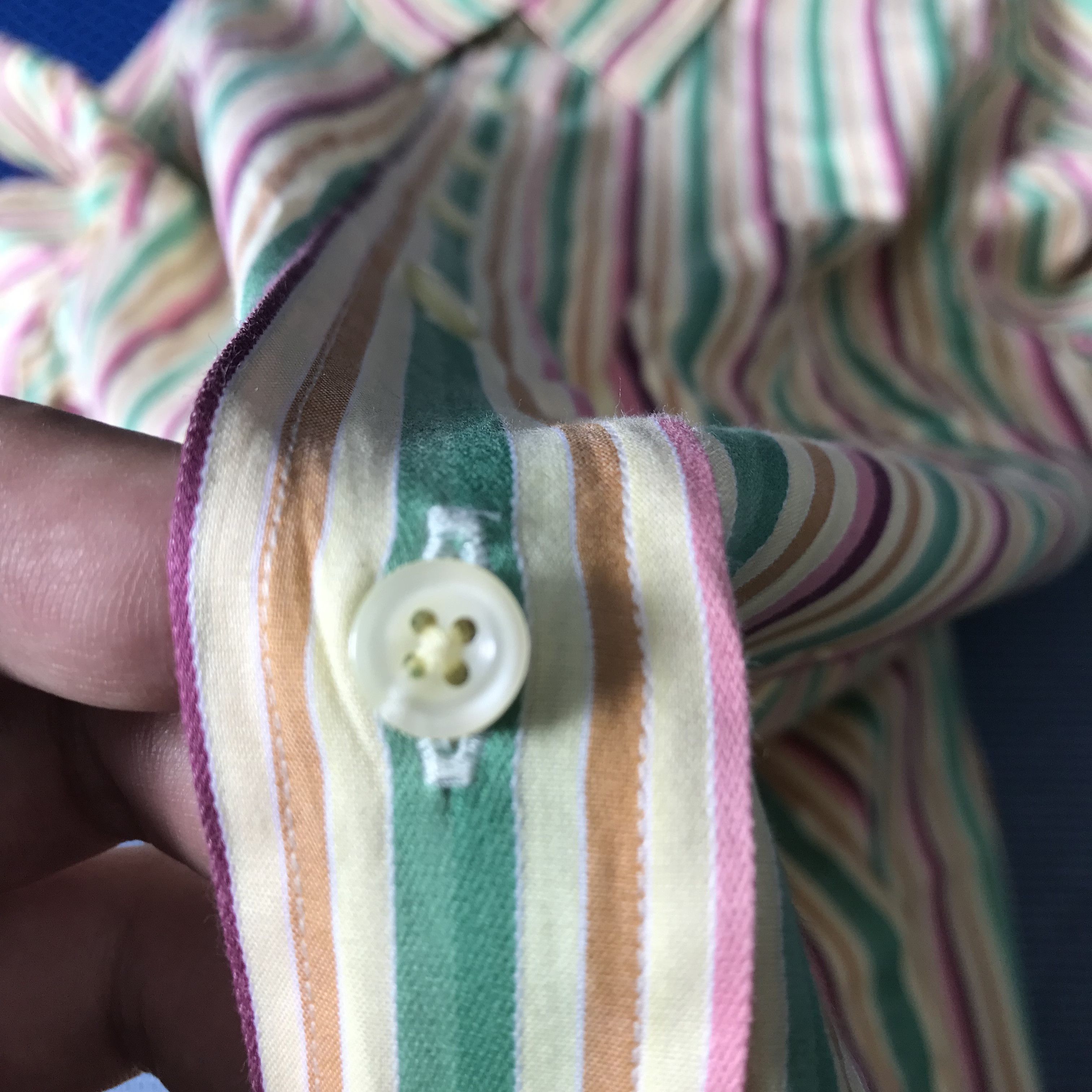 Vintage Vintage Rodrigo Made in Italy Blue Striped Cotton Men’s Size US L / EU 52-54 / 3 - 6 Thumbnail