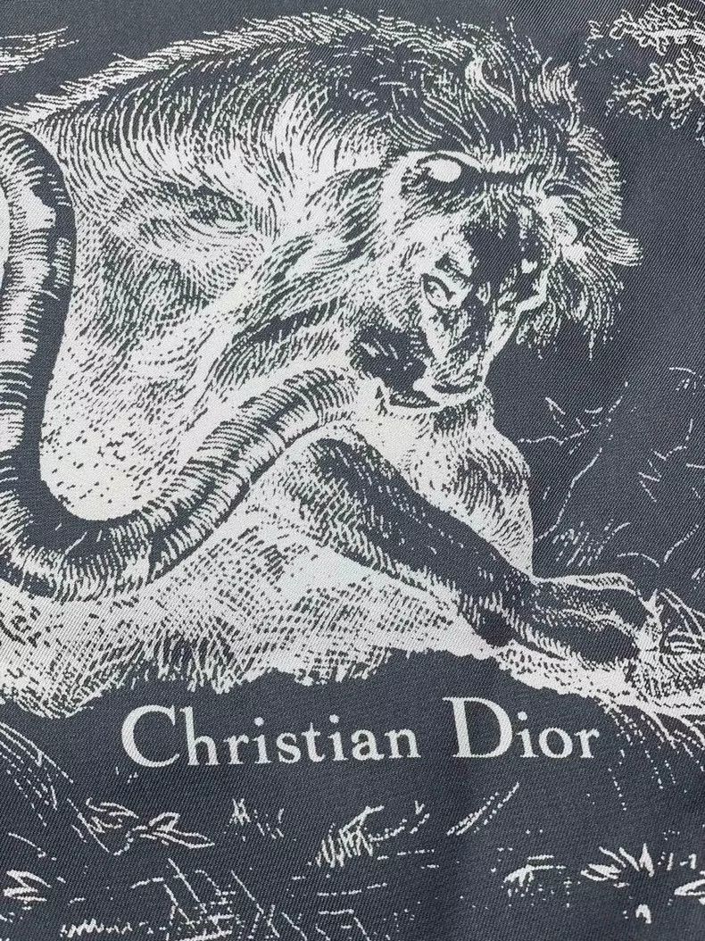 Dior Dior Zoo series gray tassel square silk scarf 2504-Nextarro Size ONE SIZE - 5 Thumbnail