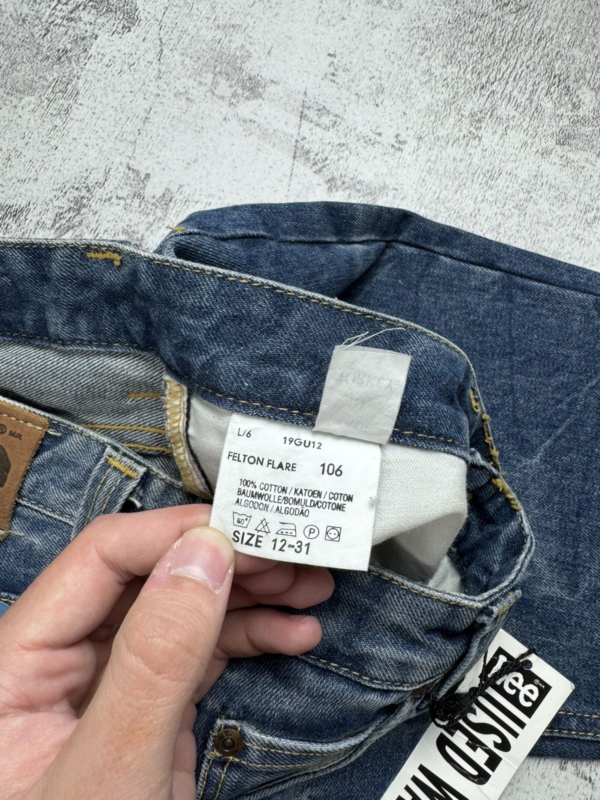 Lee Lee Felton Icon Wrinkles NEW Flare Washed Y2K Faded 12 Size Denim Jeans Trousers Size 32" / US 10 / IT 46 - 22 Thumbnail