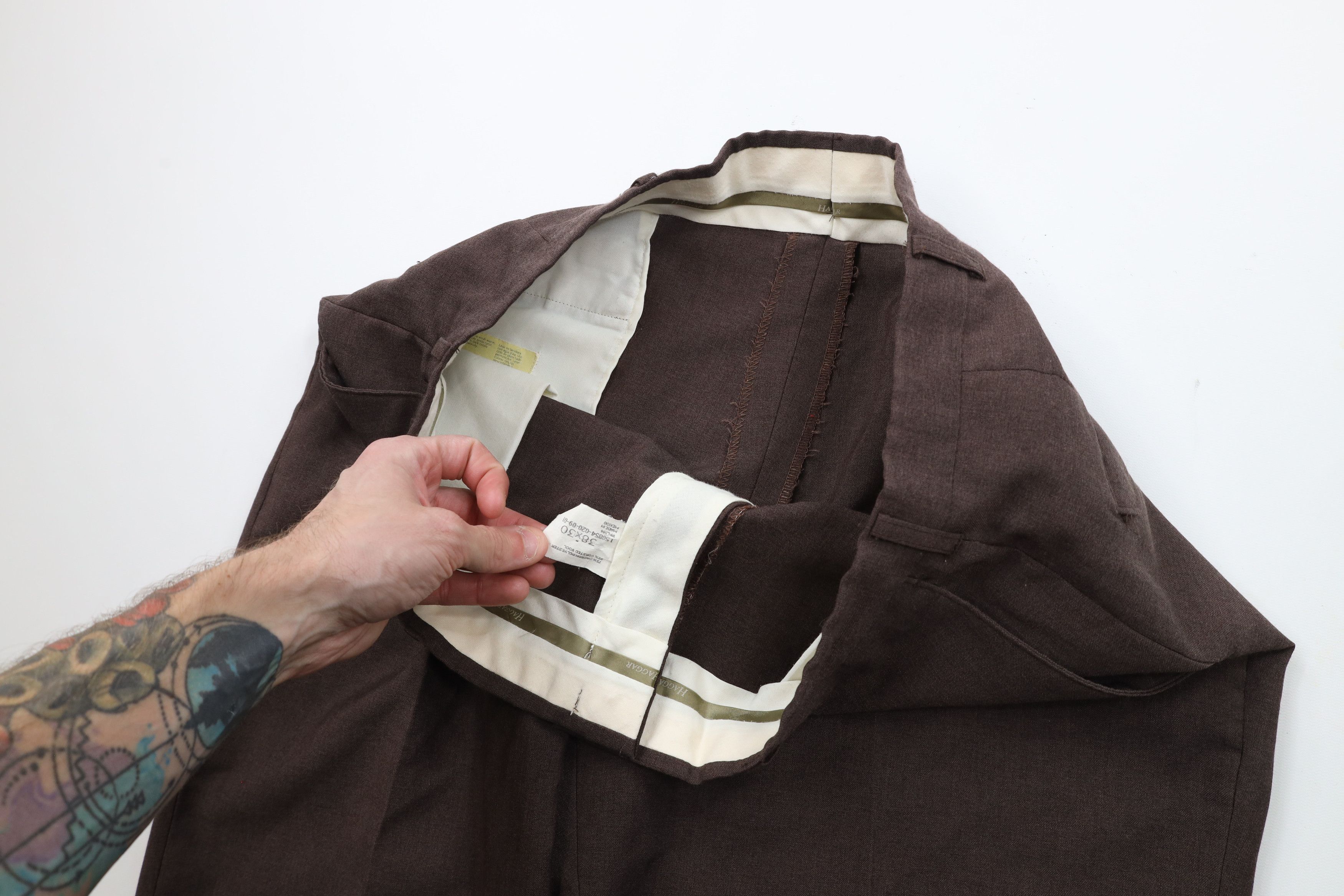 Vintage Vintage 90s Streetwear Wool Blend Knit Wide Leg Pants Brown Size US 38 / EU 54 - 8 Thumbnail