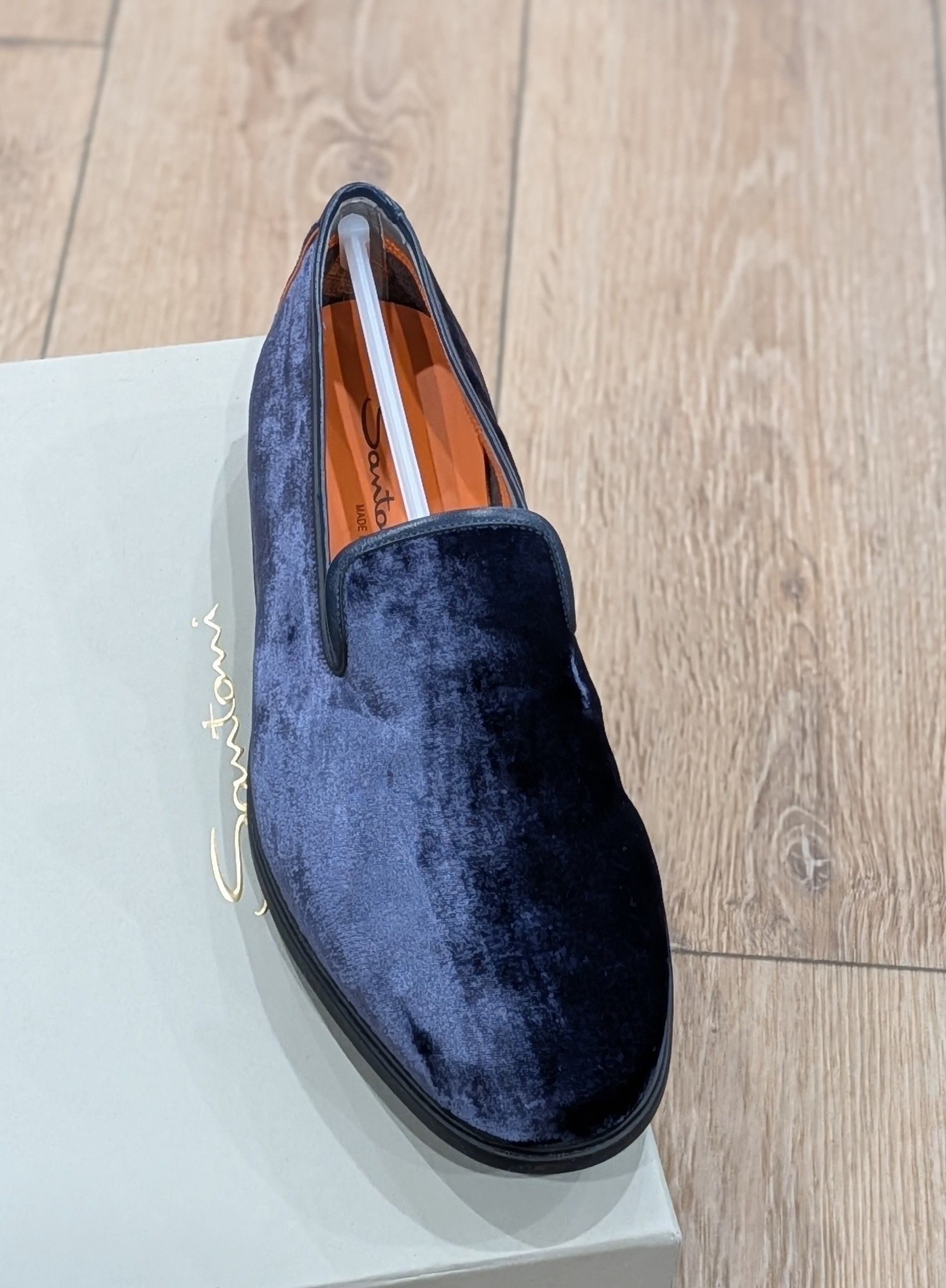 Santoni SANTONI Velvet Evening Shoes Smoking Slippers Blue US 12 Size US 12 / EU 45 - 2 Thumbnail
