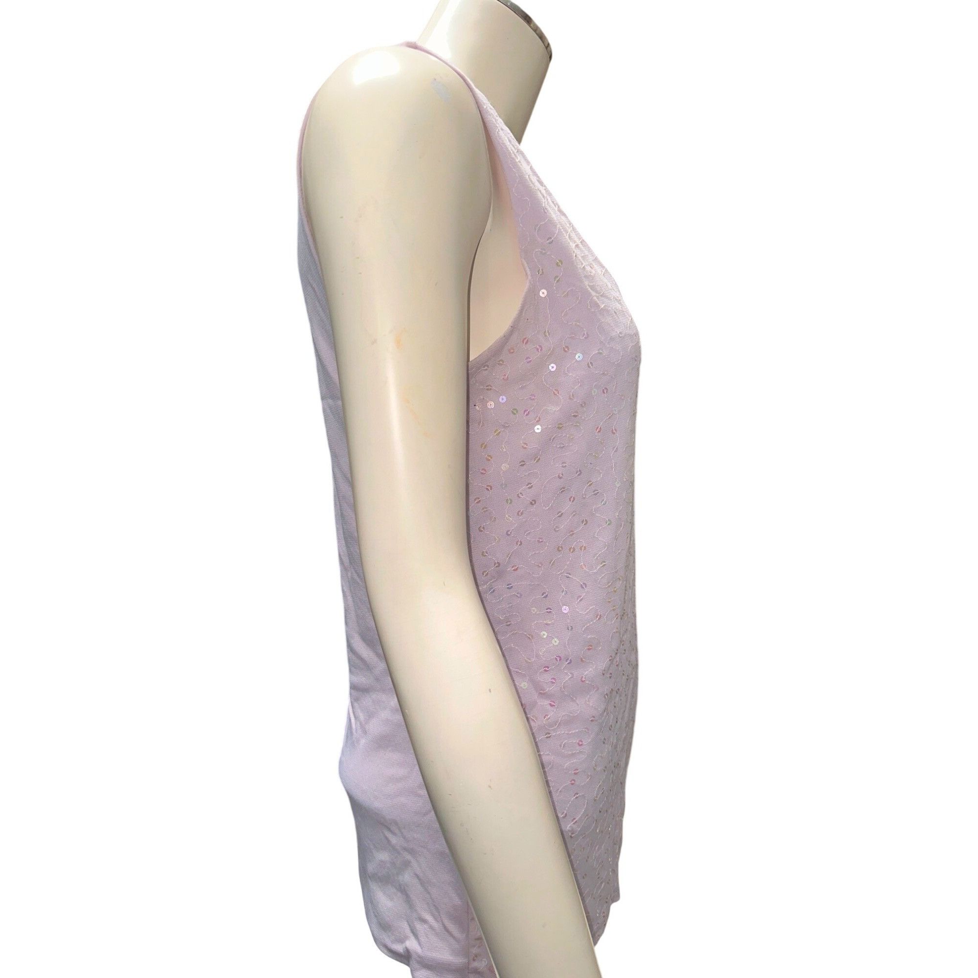 Ann Taylor Ann Taylor Petite Medium Sheer Lilac Sequin Tank Top Sleevel Size M / US 6-8 / IT 42-44 - 6 Thumbnail