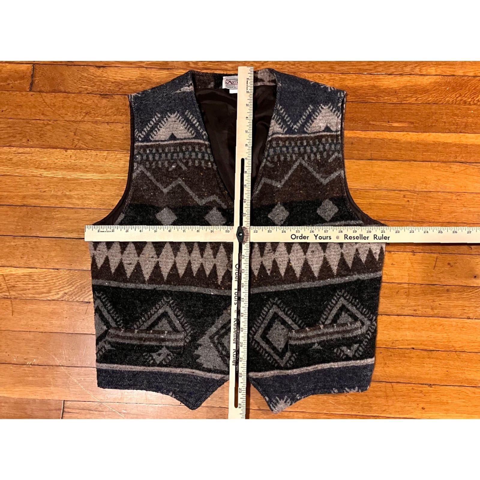 Vintage VINTAGE Au Coton Vest Womens L Brown Grey 90s Western Knit Sleeveless V-Neck Hoodie? Size L / US 10 / IT 46 - 4 Thumbnail