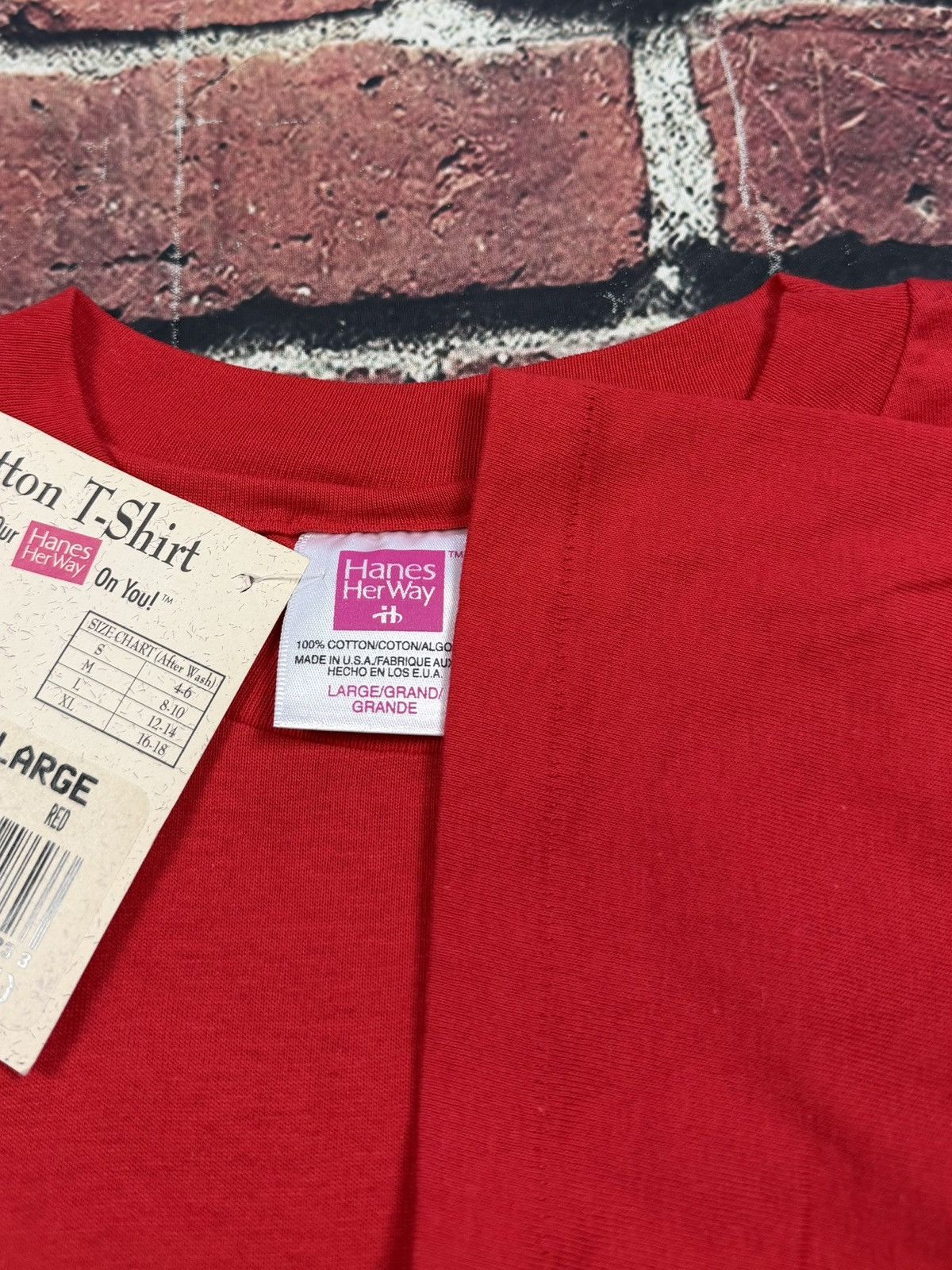 Hanes Vintage Hanes Her Way Blank Red Single Stitch T Shirt NEW Size L / US 10 / IT 46 - 8 Thumbnail