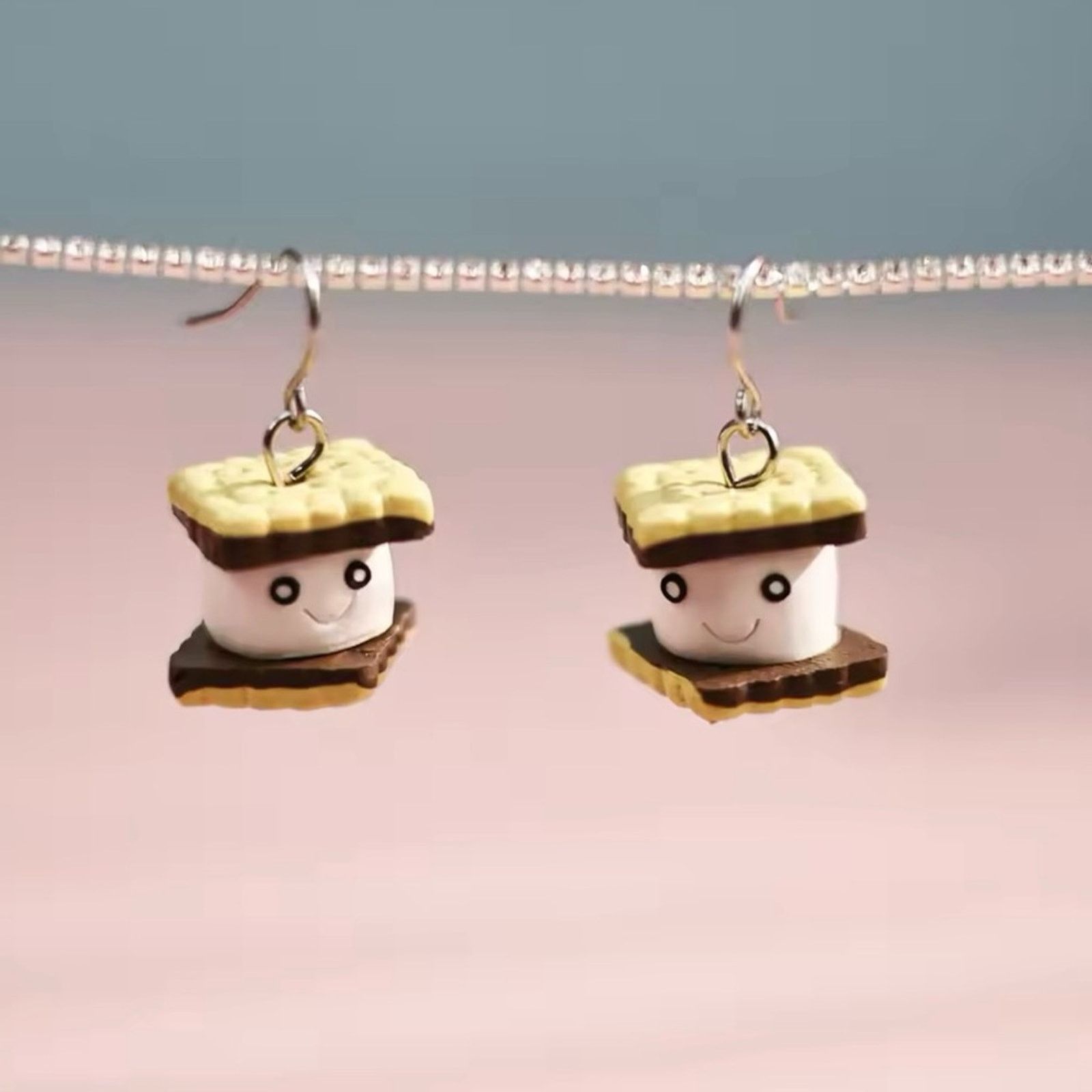 Other Adorable Marshmallow Sandwich Cookie Dangle Earrings Size ONE SIZE - 1 Thumbnail