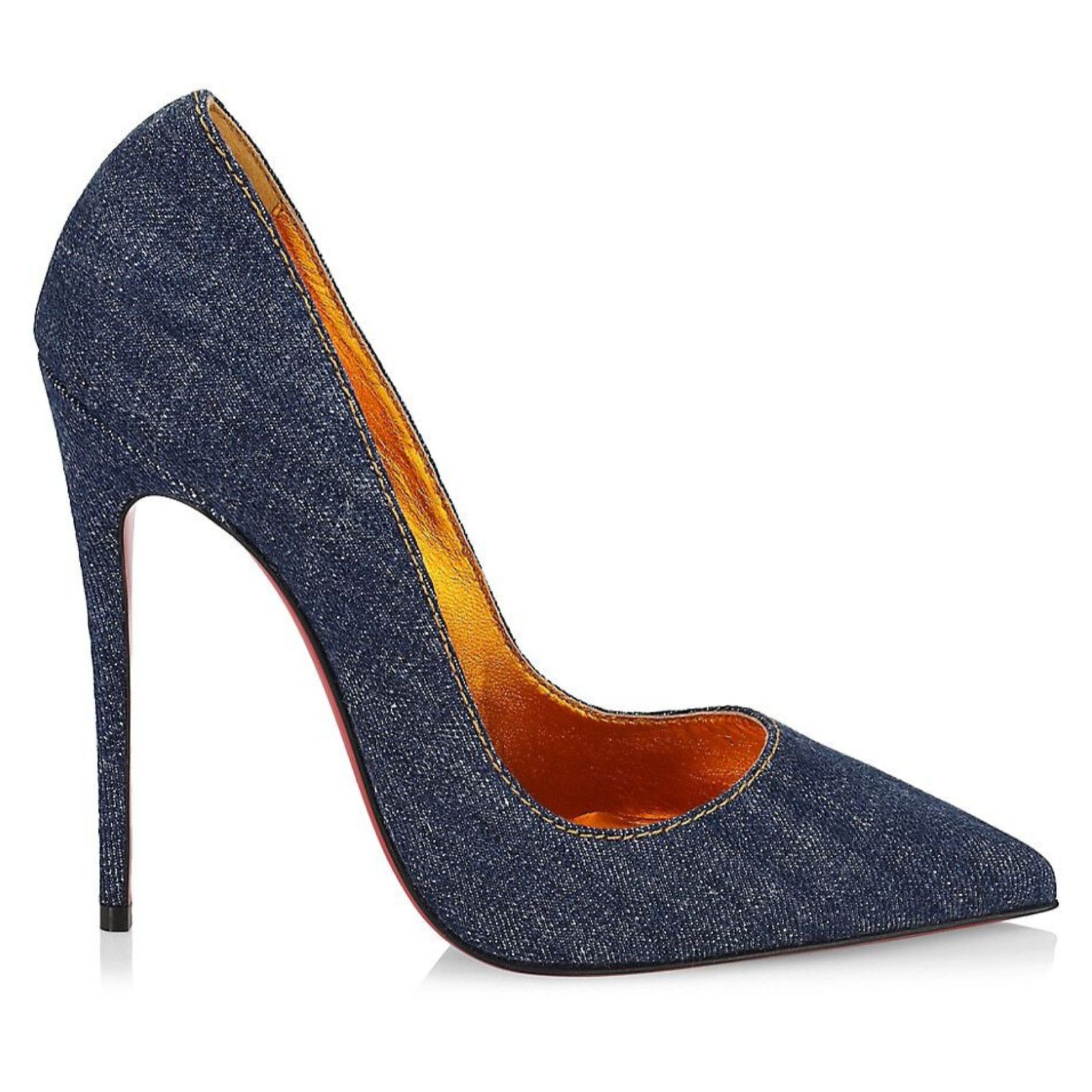 Christian Louboutin Christian Louboutin So Kate 120 Blue Denim Saba Gold Size US 5.5 / IT 35.5 - 2 Thumbnail