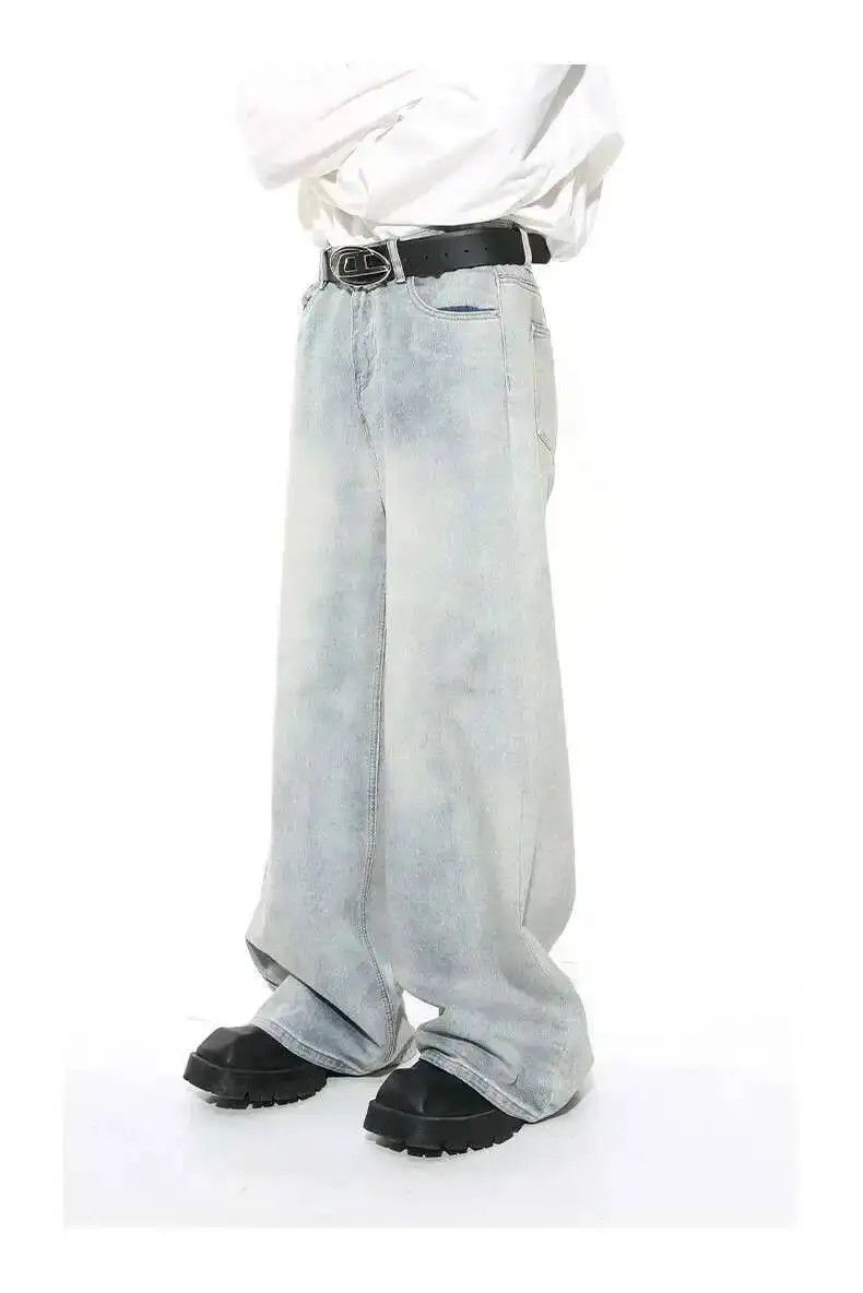 Japanese Brand Light Blue Wide Leg Washed Baggy Denim Jeans Size US 30 / EU 46 - 3 Thumbnail