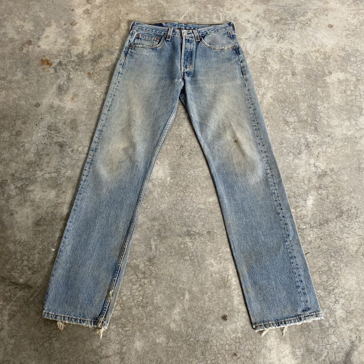 Levi's Vintage 1995 Levis 501 Faded Muddy Blue Denim Jeans Size US 30 / EU 46 - 2 Thumbnail