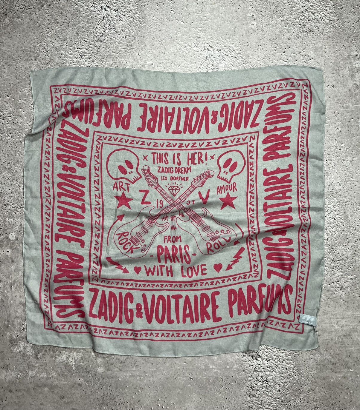Zadig & Voltaire Zadig & Voltaire 90x90cm Bandana Scarf Pink Rock Graphic Size ONE SIZE - 1 Thumbnail