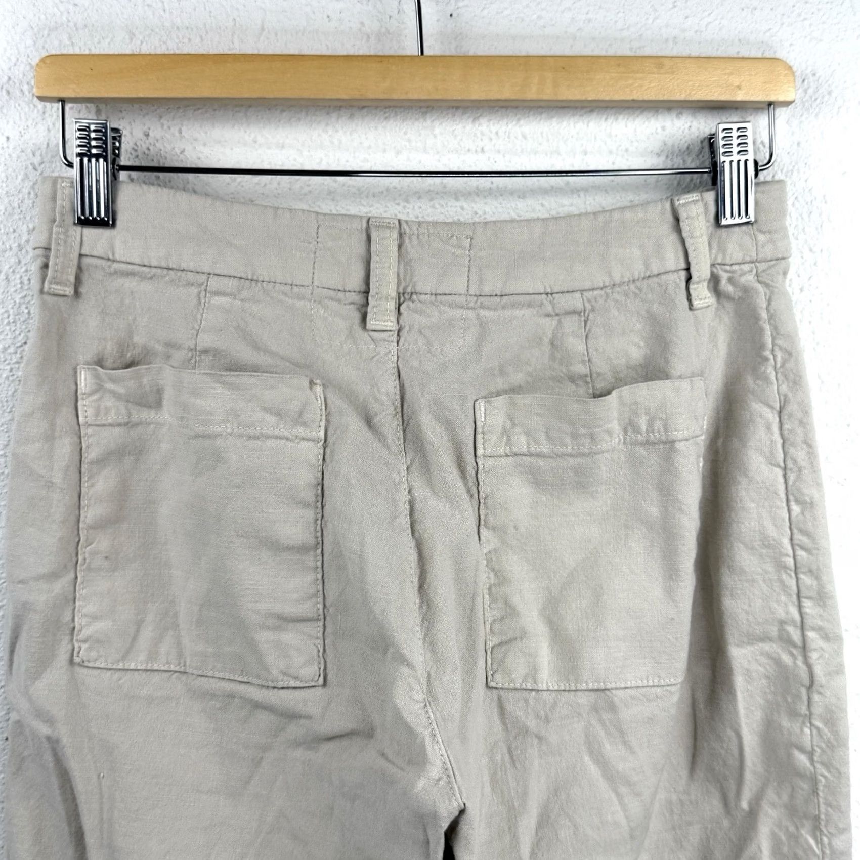 Frank & Eileen VINTAGE Frank & Eileen Kinsale Pants Womens 2 Beige Cotton Flax Cropped Raw Hem Pocket Size 26" / US 2 / IT 38 - 7 Thumbnail