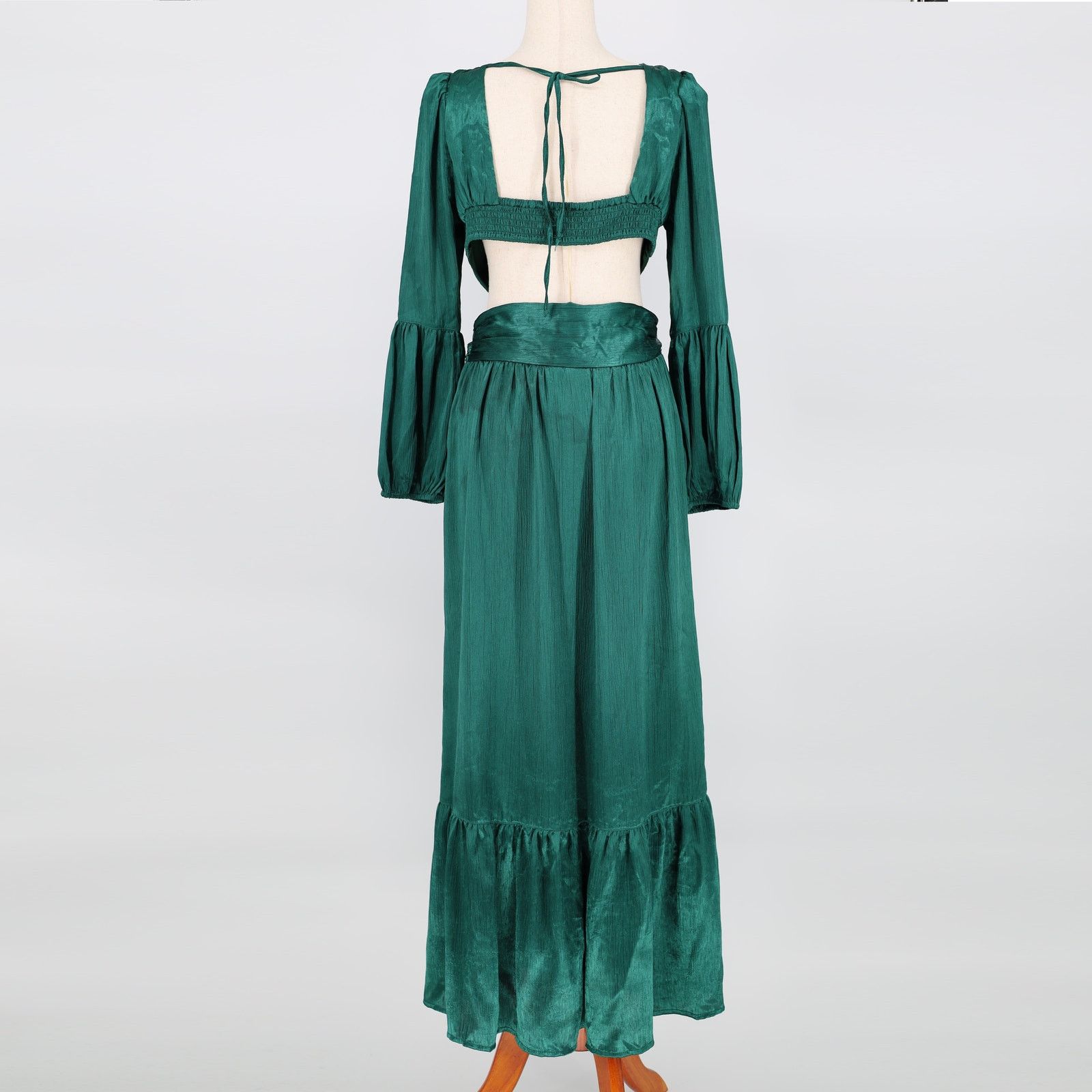 The Unbranded Brand Rahi Women Deep Green Satin Leila Cut Out Maxi Dress Size M Size M / US 6-8 / IT 42-44 - 4 Thumbnail