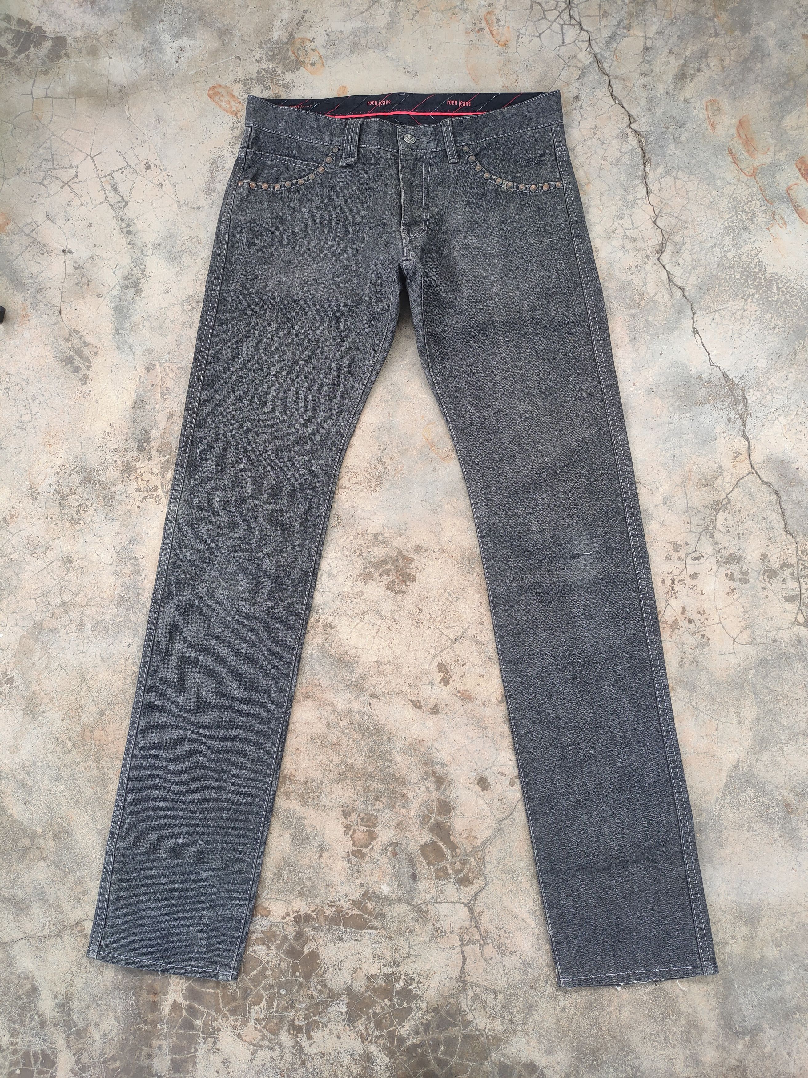 Roen # VINTAGE ROEN JEANS FADED BLACK RIPPED DENIM PANTS Size US 32 / EU 48 - 2 Thumbnail