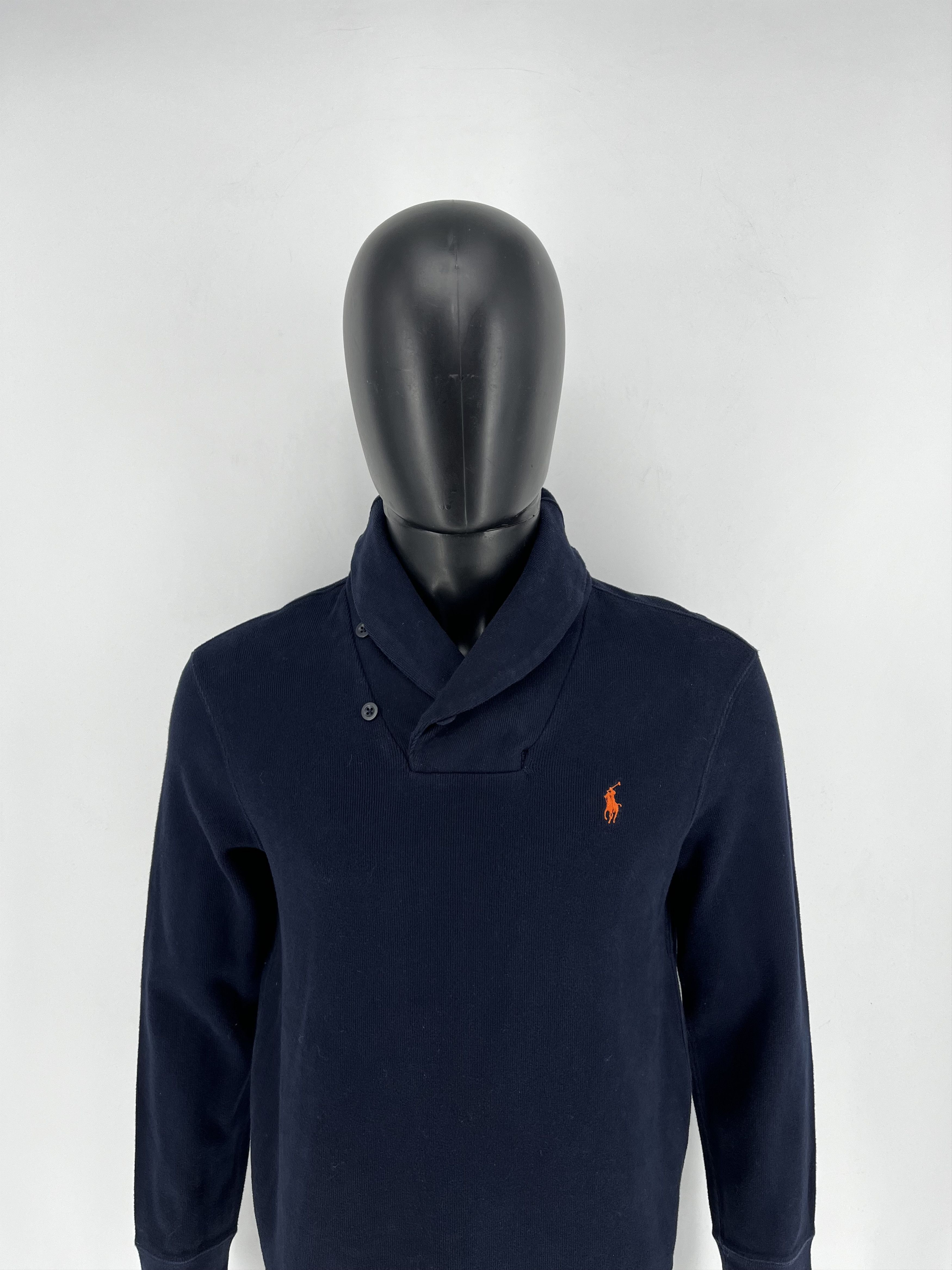 Polo Ralph Lauren × Ralph Lauren × Vintage Retro Polo Ralph Lauren Blue Shawl Collar Sweatshirt Size US M / EU 48-50 / 2 - 5 Thumbnail