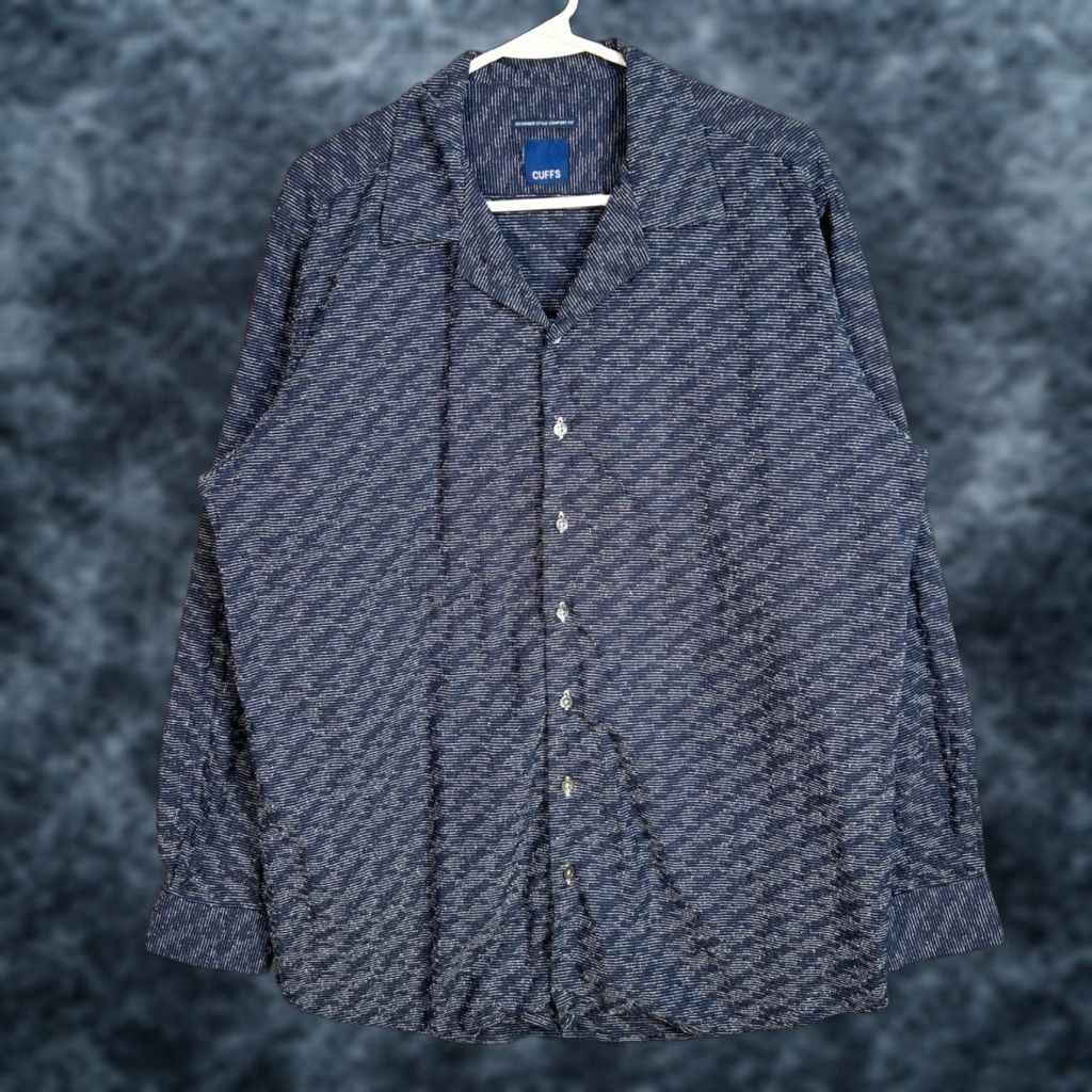 Vintage Cuffs Mens Large Blue Pattern Long Sleeve Shirt Button-Up Casual Shirt Mens Large Blue Pattern Long Sleeve Shirt Size US L / EU 52-54 / 3 - 1 Thumbnail