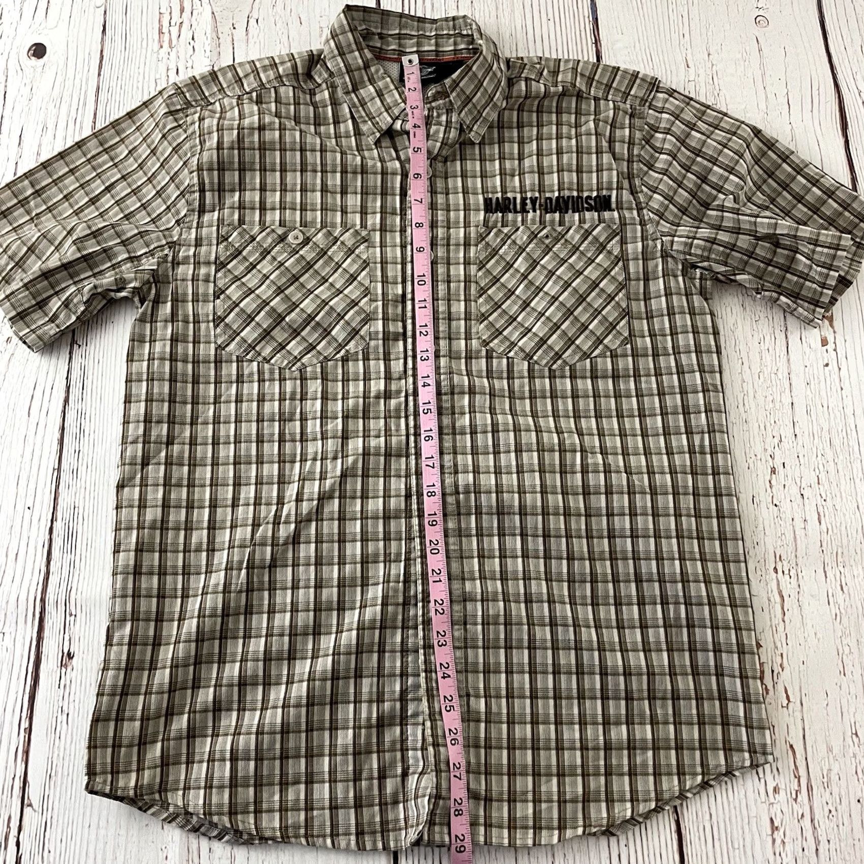 Harley Davidson Harley-Davidson Short Sleeve Plaid Button-Up Shirt Mens M Brown Size US M / EU 48-50 / 2 - 5 Thumbnail