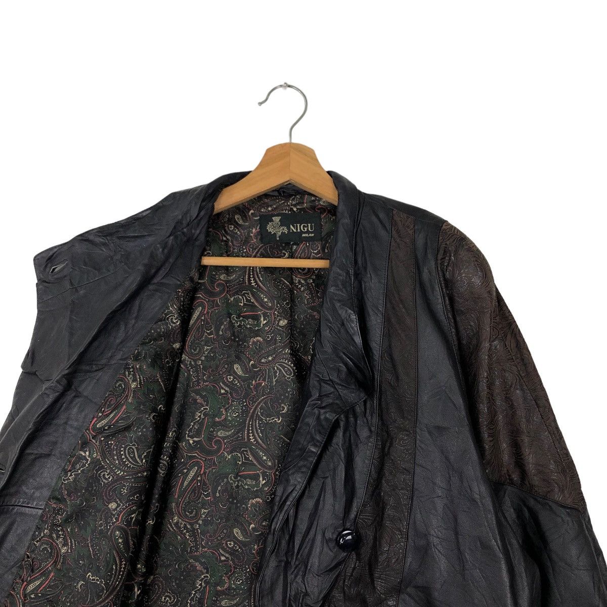 Japanese Brand 🔥VINTAGE CHORE GENUINE LEATHER JACKET NIGU MILAN JAPAN Size US M / EU 48-50 / 2 - 9 Thumbnail