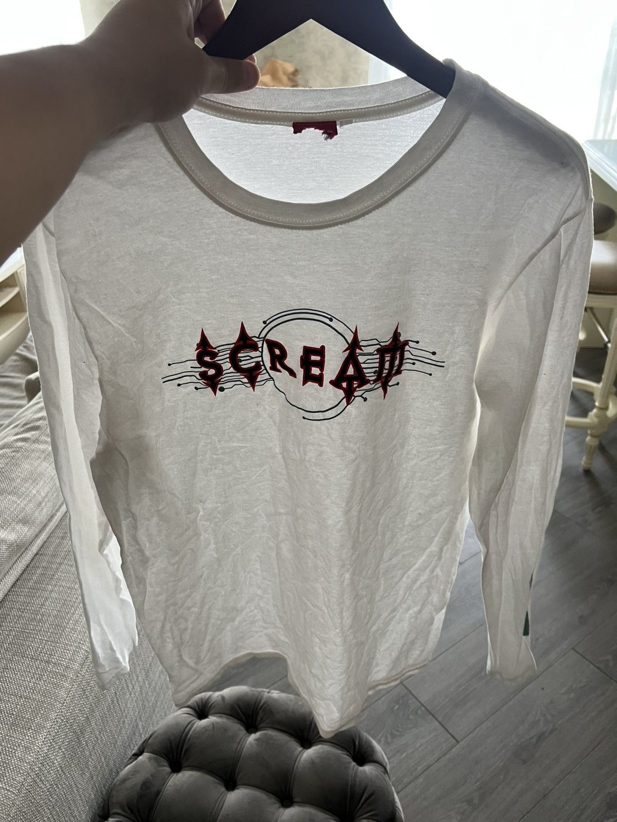 Vintage Vintage Style Long Sleeve Scream Graphic Tee White Size US L / EU 52-54 / 3 - 7 Thumbnail