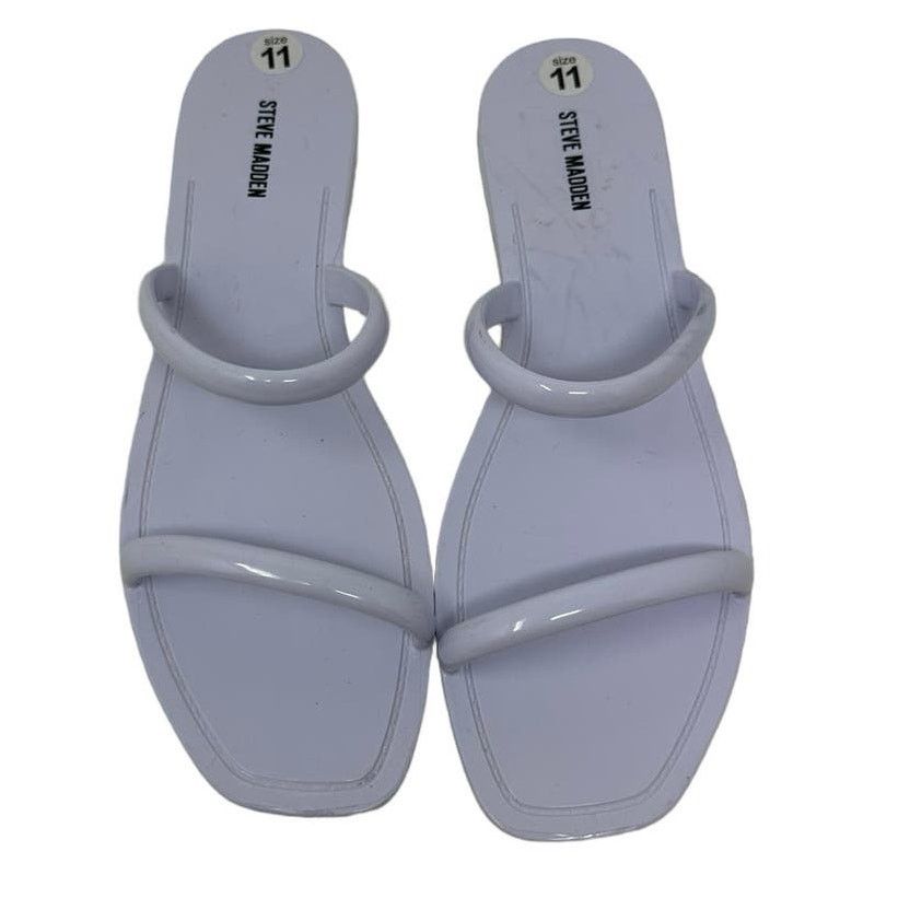 Steve Madden Steve Madden White Double Strap Flat Sandals size 11 Size US 11 / IT 41 - 1 Thumbnail