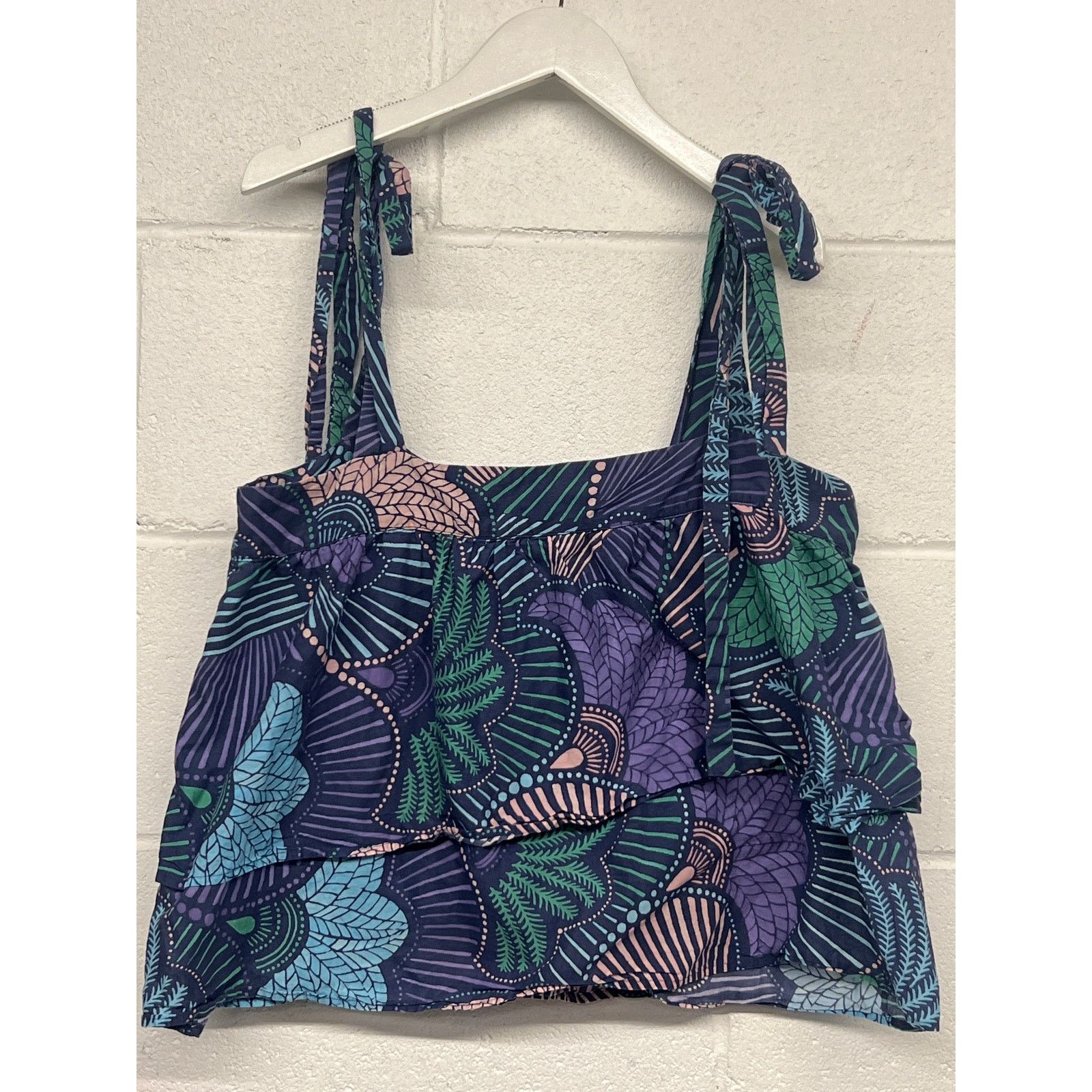 Other Warm 3/Large Purple Floral Tie Strap Square Neck Tank Top Size L / US 10 / IT 46 - 5 Thumbnail