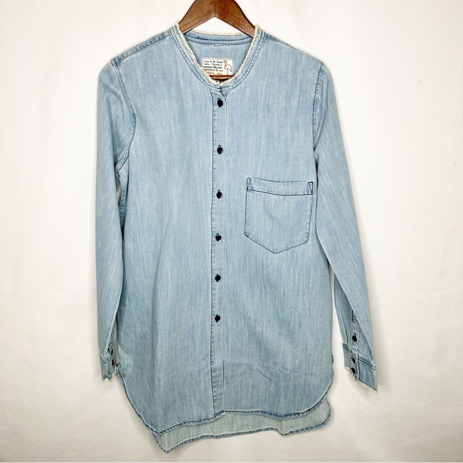 Sandrine Rose SANDRINE ROSE Mandarin Denim Shirt NWT in Medium Size M / US 6-8 / IT 42-44 - 2 Thumbnail