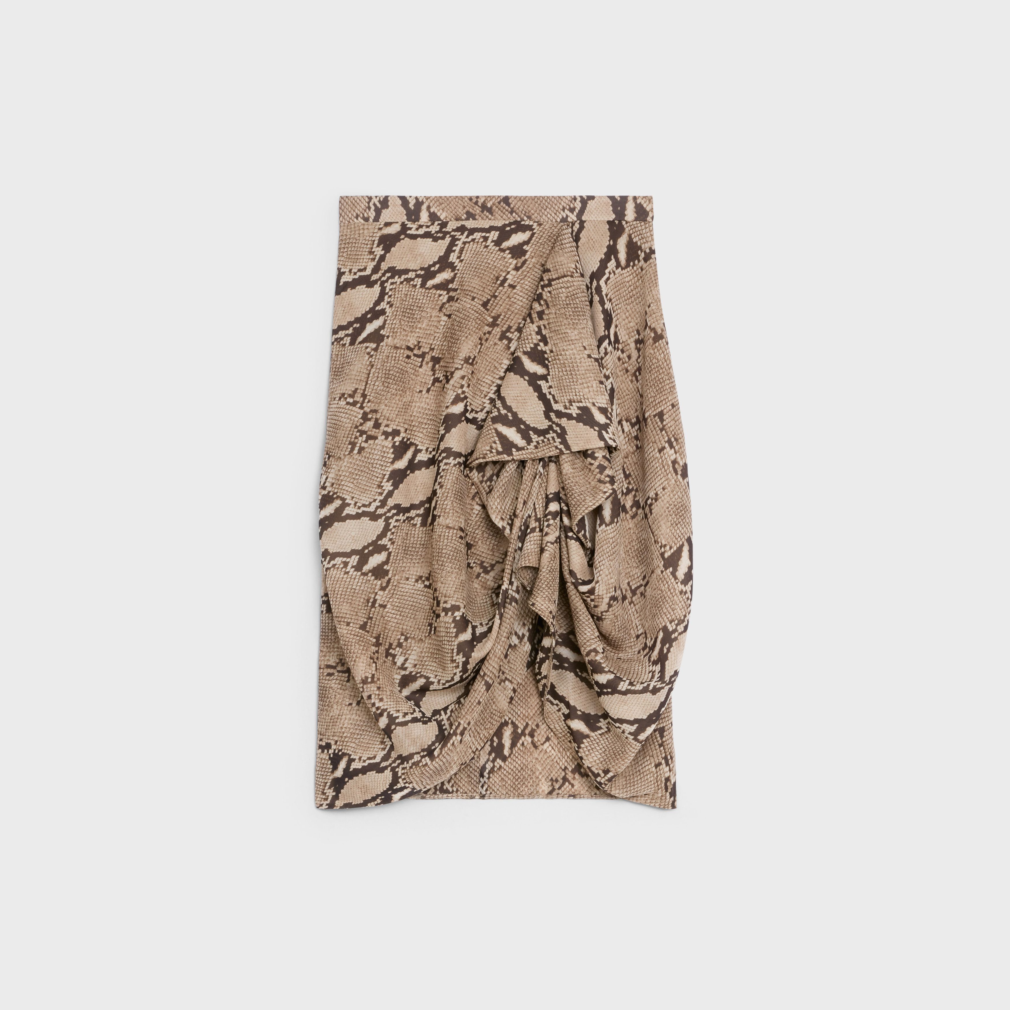 Celine o1w1db10824 Draped Skirt in Silk Georgette in Beige/Brown Size 28" / US 6 / IT 42 - 1 Thumbnail