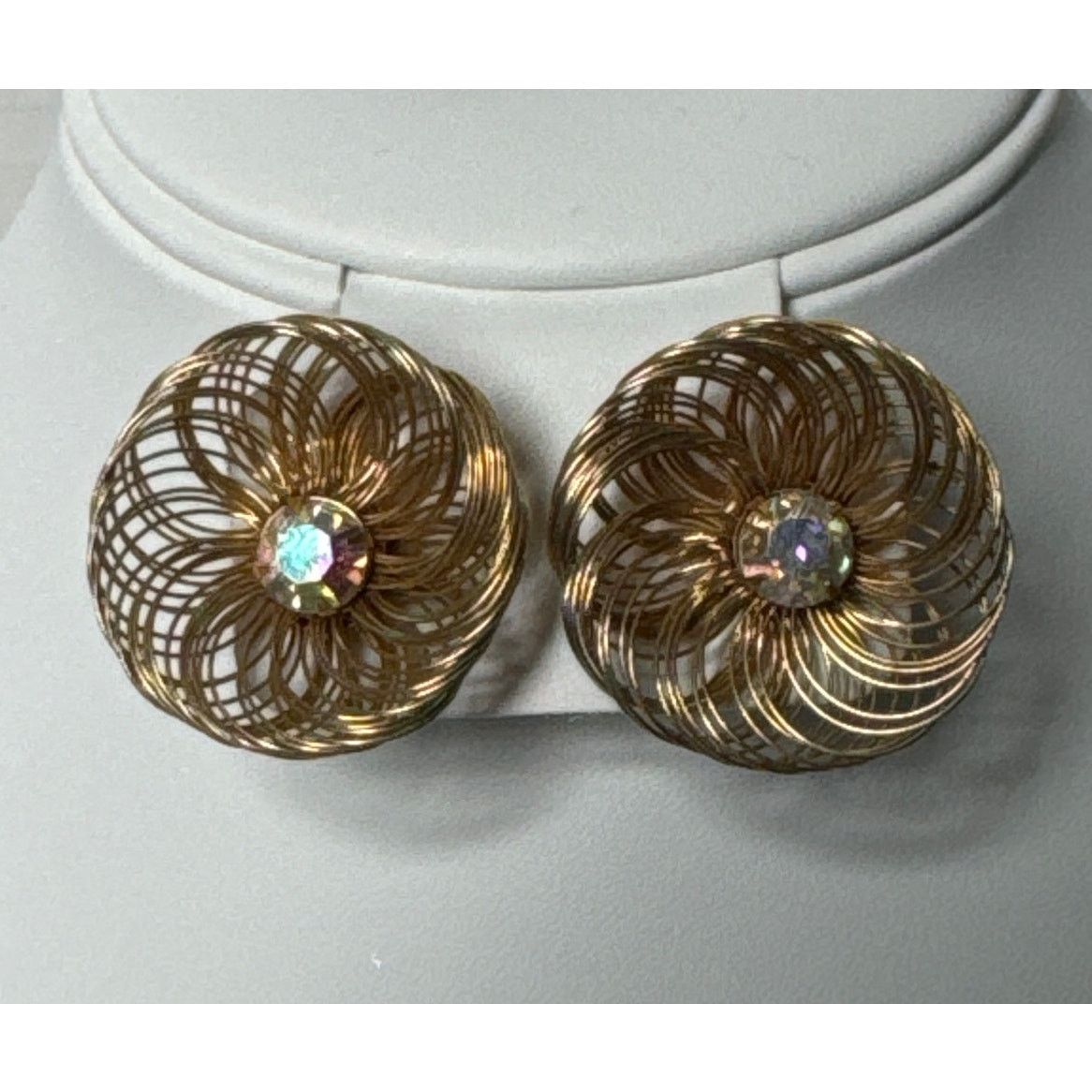 Vintage Vtg Stamped SAC Earrings Clip On wire with gemstone earrings Size ONE SIZE - 14 Thumbnail
