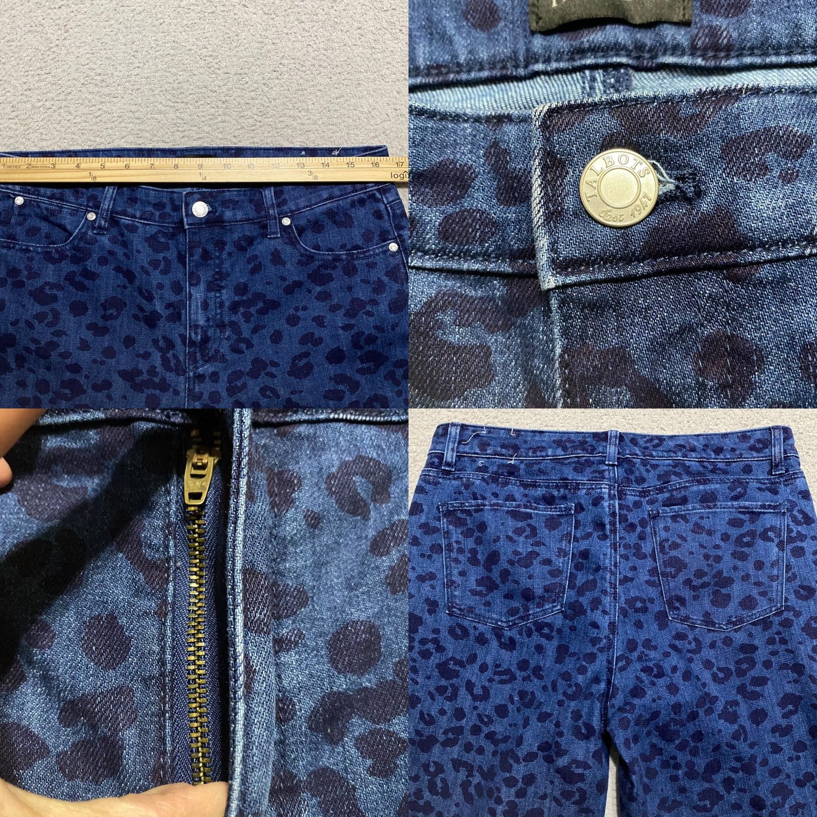 Talbots Talbots Jeans Slim 10 Blue Denim Leopard Print Straight High Rise Women 10 Jeans pants Size 32" / US 10 / IT 46 - 8 Thumbnail