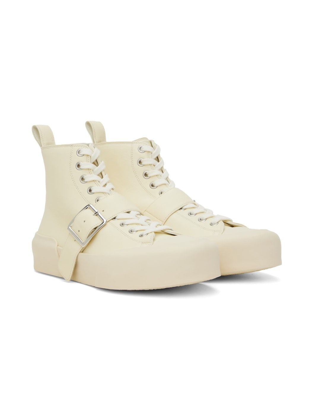 Jil Sander o1y1025 Hi-Top Sneakers in Ivory Size US 10 / IT 40 - 3 Thumbnail