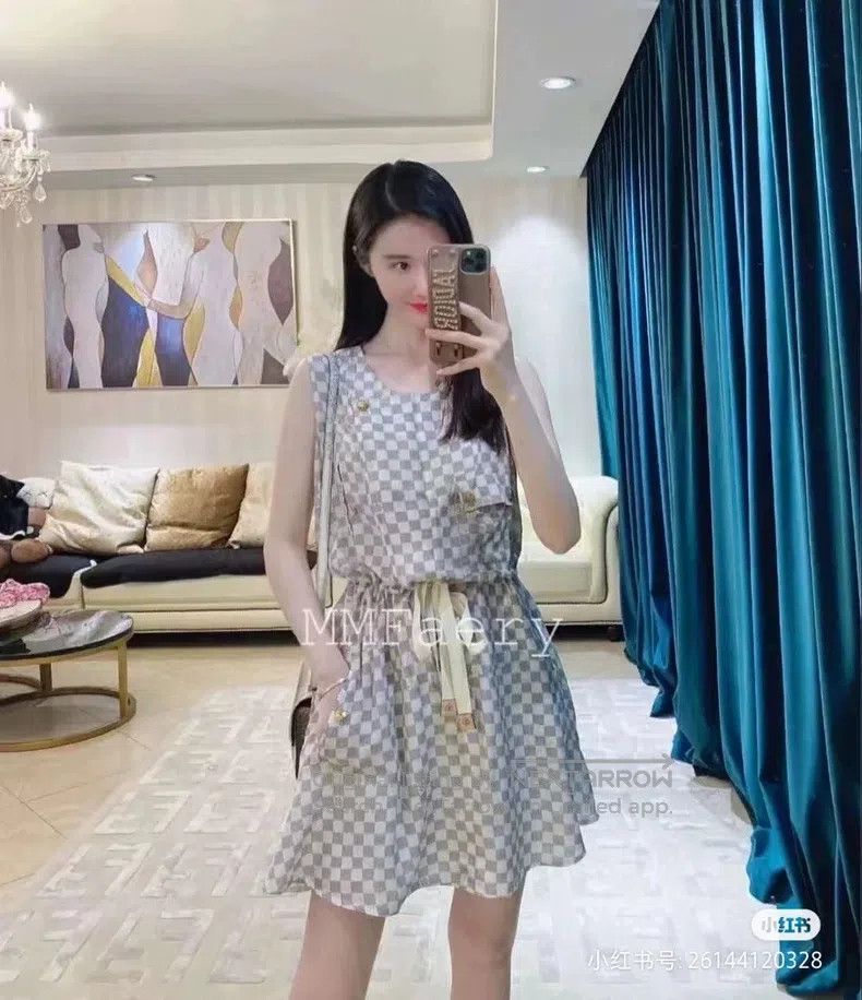 Louis Vuitton Louis Vuitton Classic Checker Drawstring Dress Size XS / US 0-2 / IT 36-38 - 8 Thumbnail