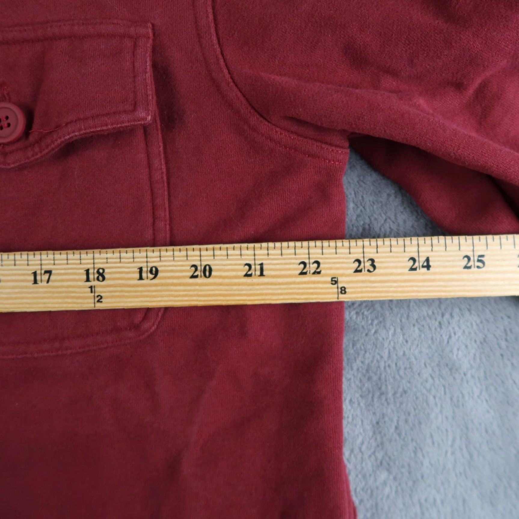 Good American VINTAGE Good American Shirt Jacket Womens 1/2 Burgundy Button Up Shacket Size XS / US 0-2 / IT 36-38 - 5 Thumbnail