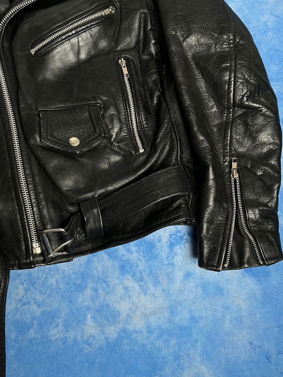 Vintage Vintage 90s Avant Garde Real Leather Ramones Jacket Size US S / EU 44-46 / 1 - 4 Thumbnail