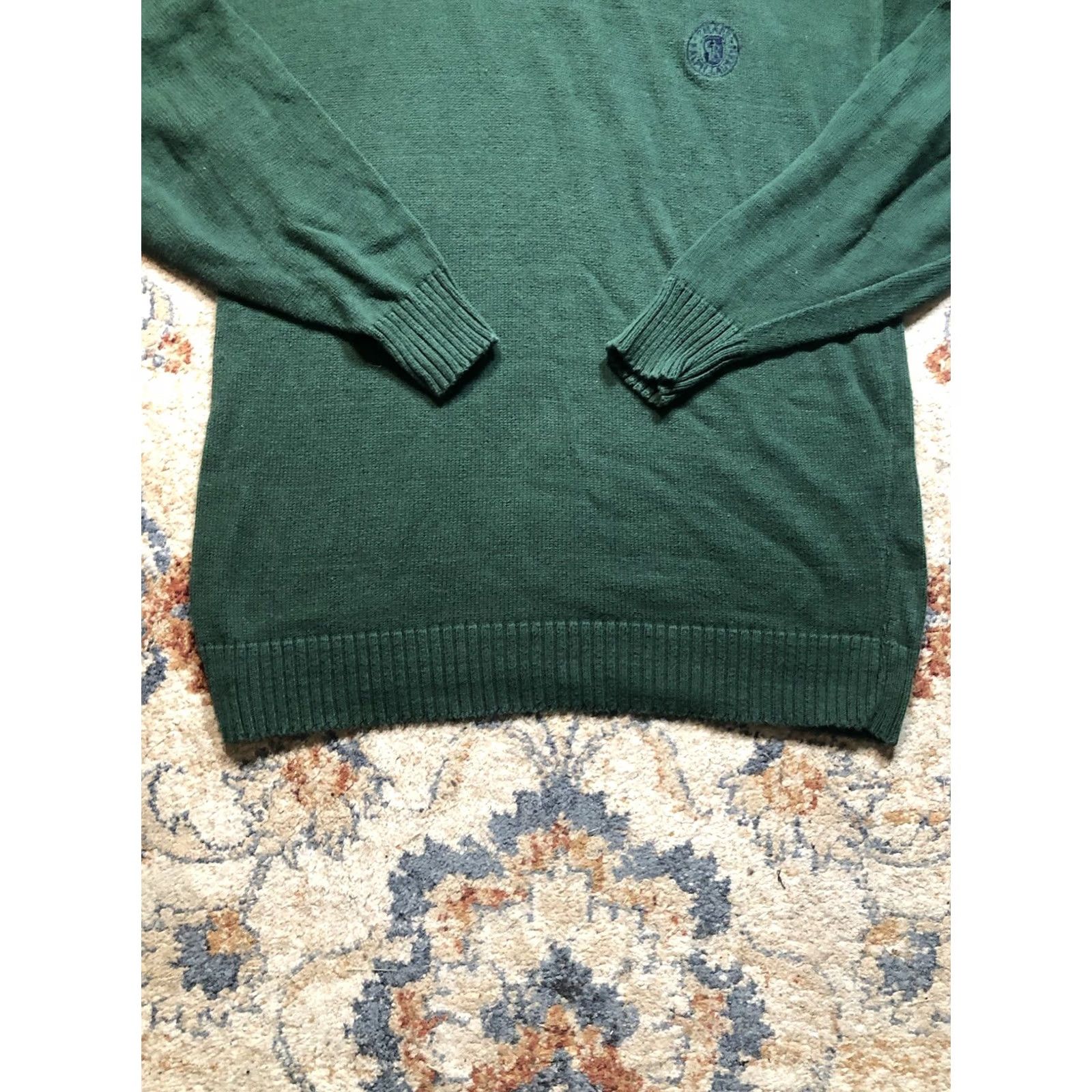 Chaps VINTAGE CHAPS Ralph Lauren Sweater Mens Large Green Cable-Knit Pullover Jacket Long Sleeve Collared Cotton Knit USA 80s 90s Preppy Classic Size US L / EU 52-54 / 3 - 5 Thumbnail
