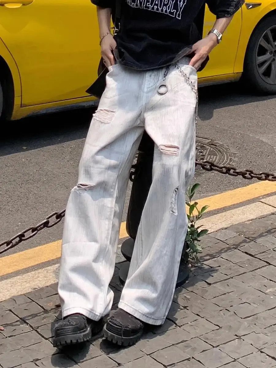Japanese Brand Retro loose ripped jeans Size US 30 / EU 46 - 4 Thumbnail