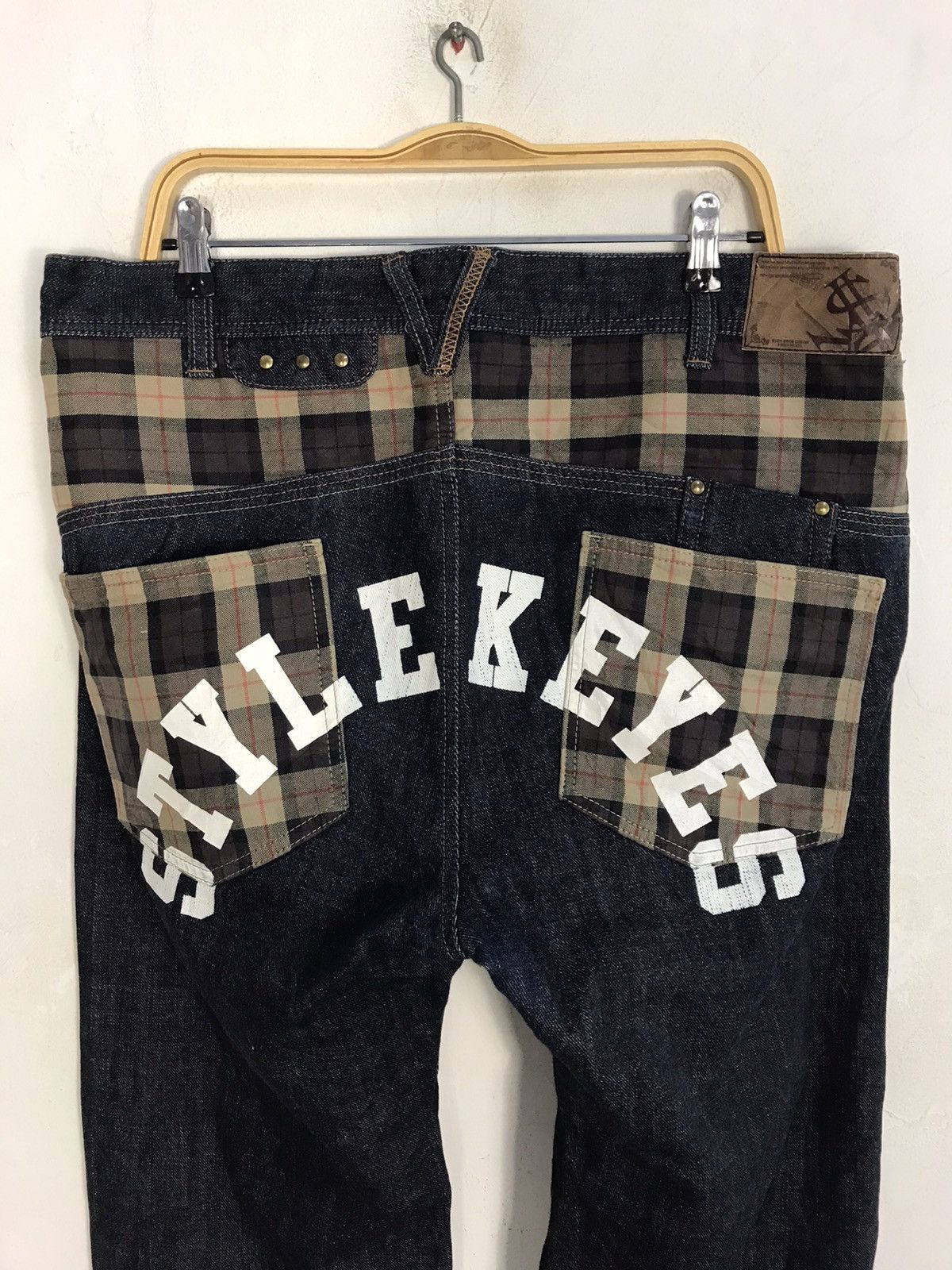 Japanese Brand New Generation Style Keyes Plaid Check Printed Denim Jean Size US 36 / EU 52 - 4 Thumbnail