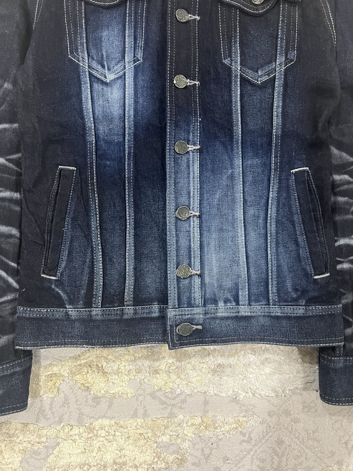 GOSTAR DE FUGA × KMRii × Yasuyuki Ishii Y2K Gostar de Fuga Elongated Arm Whiskers Faded Denim Jacket Size US S / EU 44-46 / 1 - 5 Thumbnail