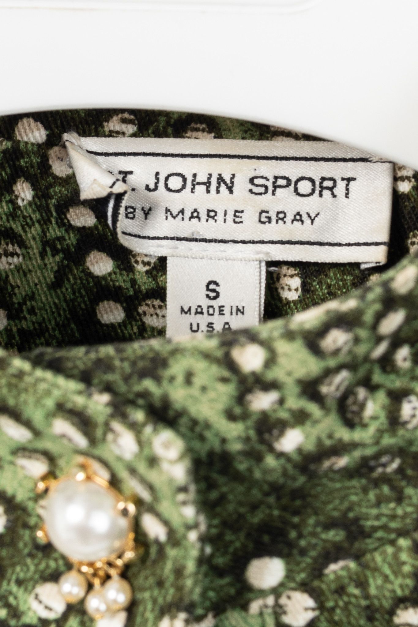 St. John St. John Sport Green Dot-Print Cropped Denim Jacket Size S / US 4 / IT 40 - 4 Thumbnail