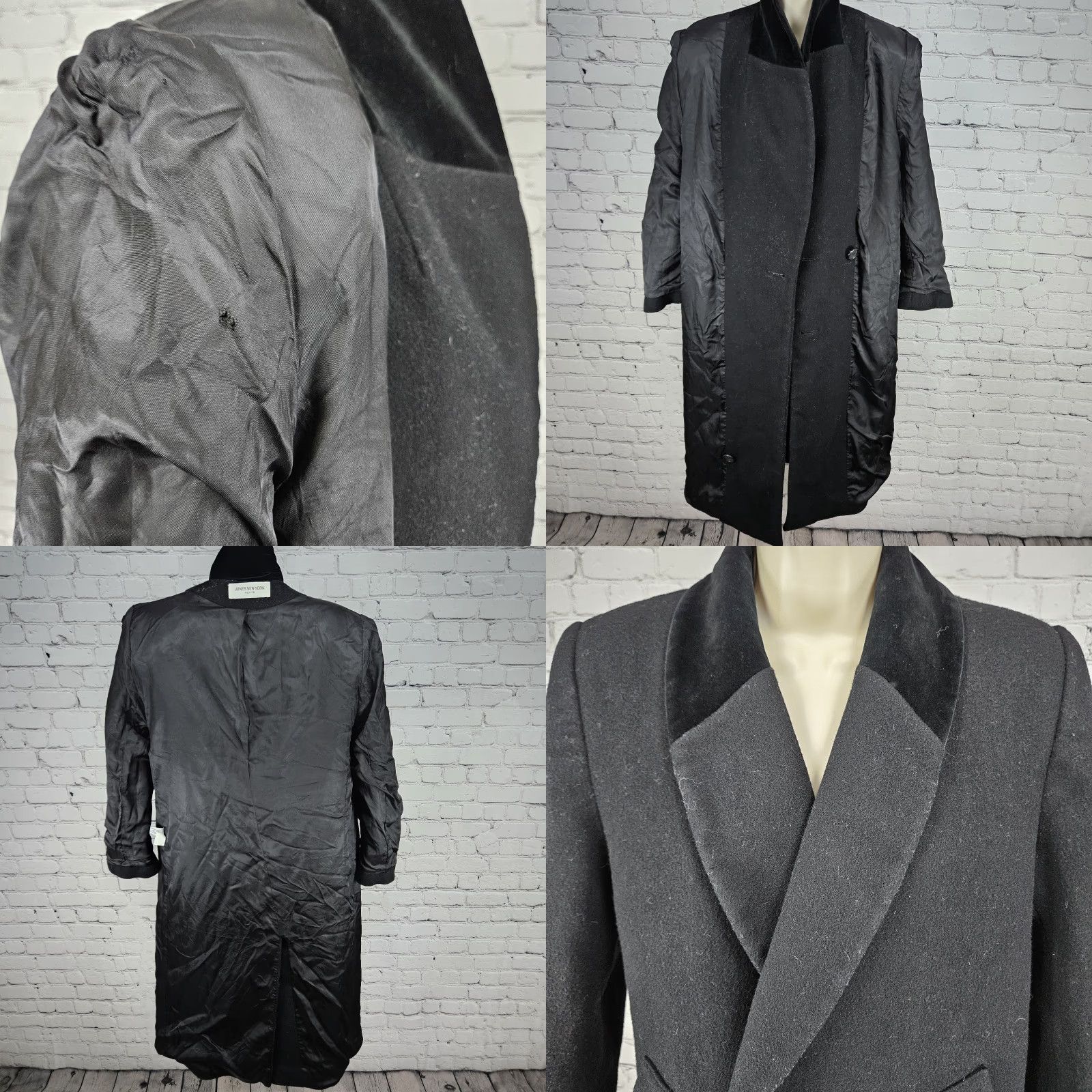 Jones New York VTG Jones New York Black 100% Wool Velvet Collar Over Coat Small Petite Women Long Wool Overcoat Jacket Size S / US 4 / IT 40 - 8 Thumbnail