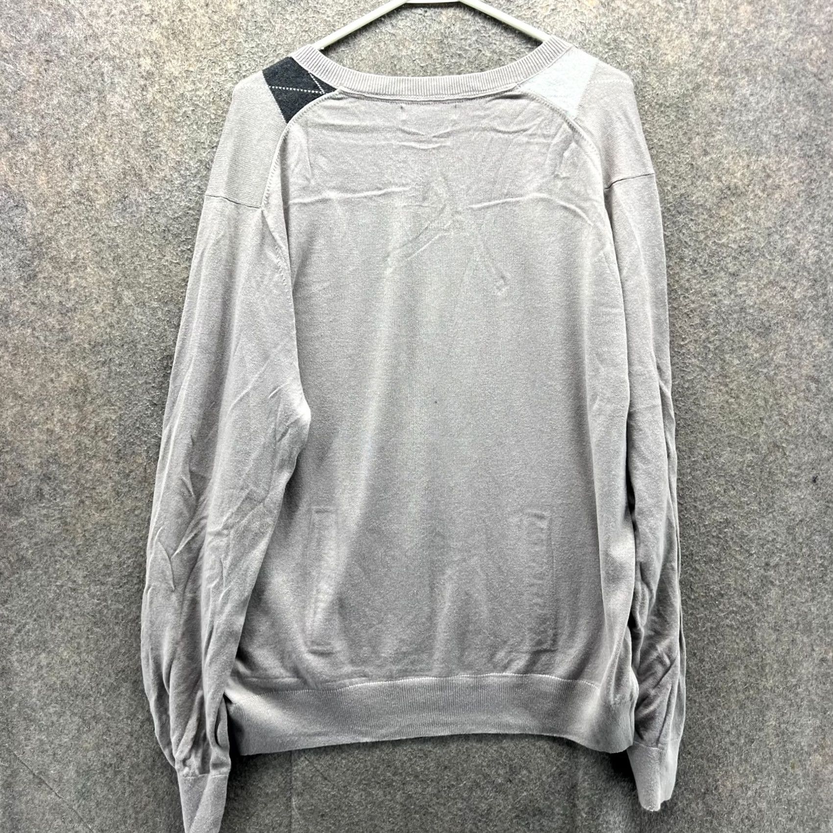 Banana Republic Banana Republic Sweater XL Gray Argyle Cotton Knit Pullover V-Neck Mens Size US XL / EU 56 / 4 - 3 Thumbnail